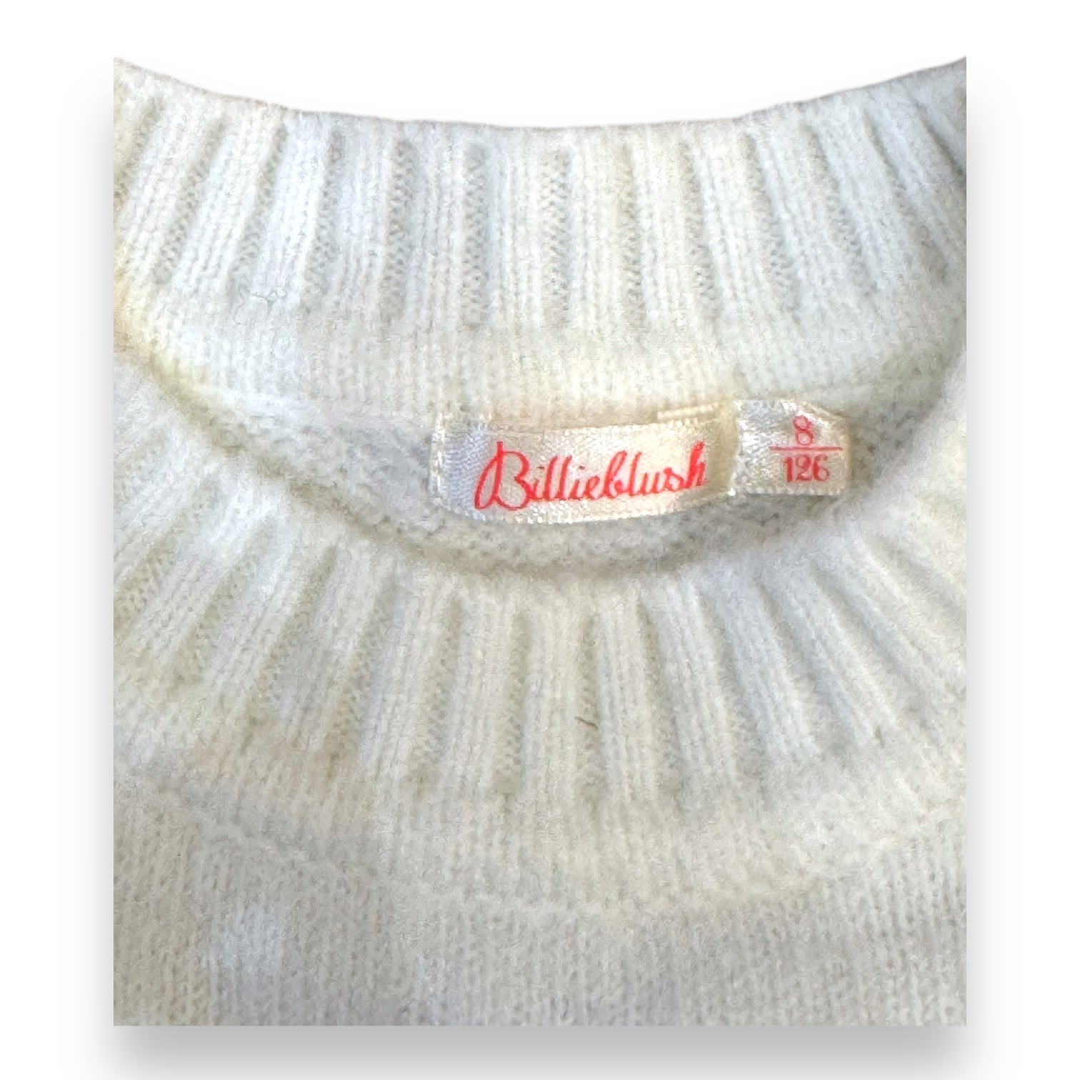 BILLIEBLUSH - Weißer, blauer, rosa gemusterter Pullover - 8 Jahre