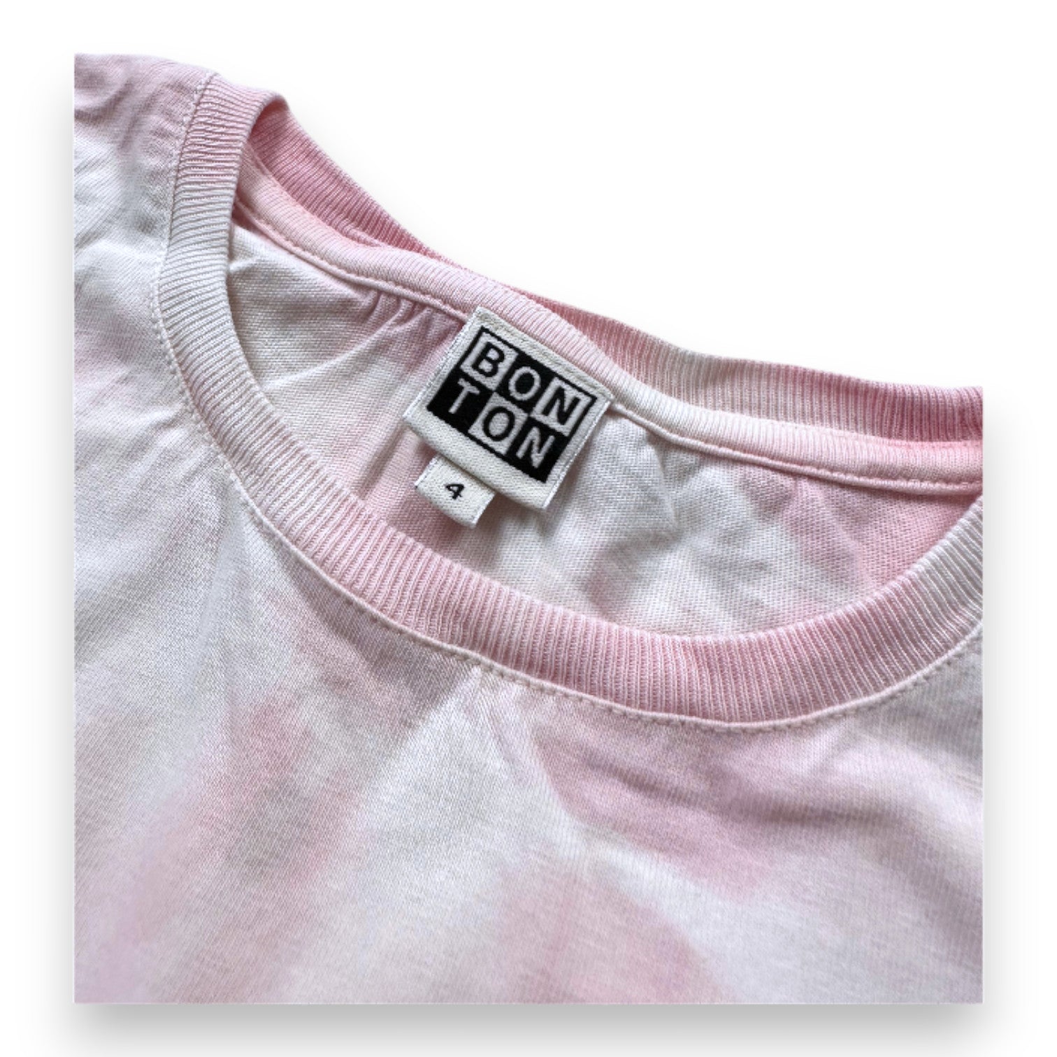 BONTON - T-shirt rose et blanc à manches courtes - 4 ans