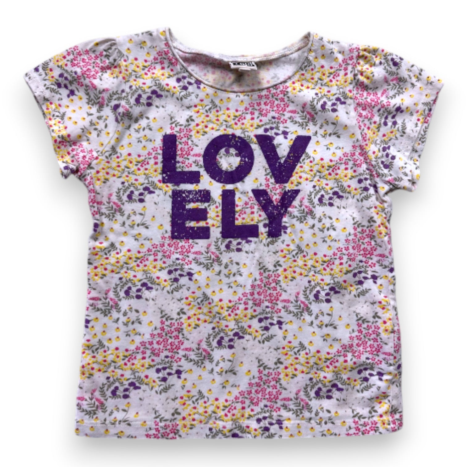 BONONT - Weißes, geblümtes Kurzarm-T-Shirt - 4 Jahre