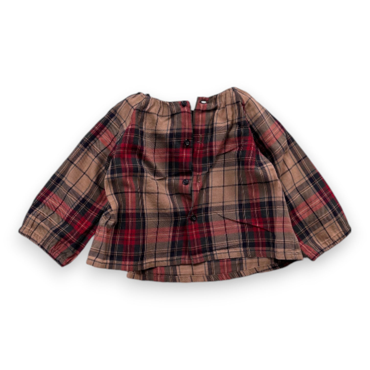 BONPOINT - Braun-rot karierte Bluse - 12 Monate