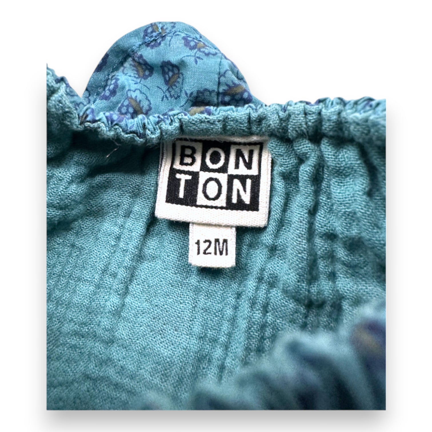 BONTON - Blue floral blouse - 12 months