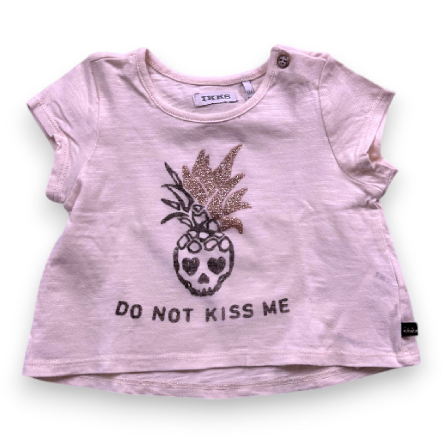 IKKS - Beiges bedrucktes T-Shirt mit kurzen Ärmeln - 6 Monate