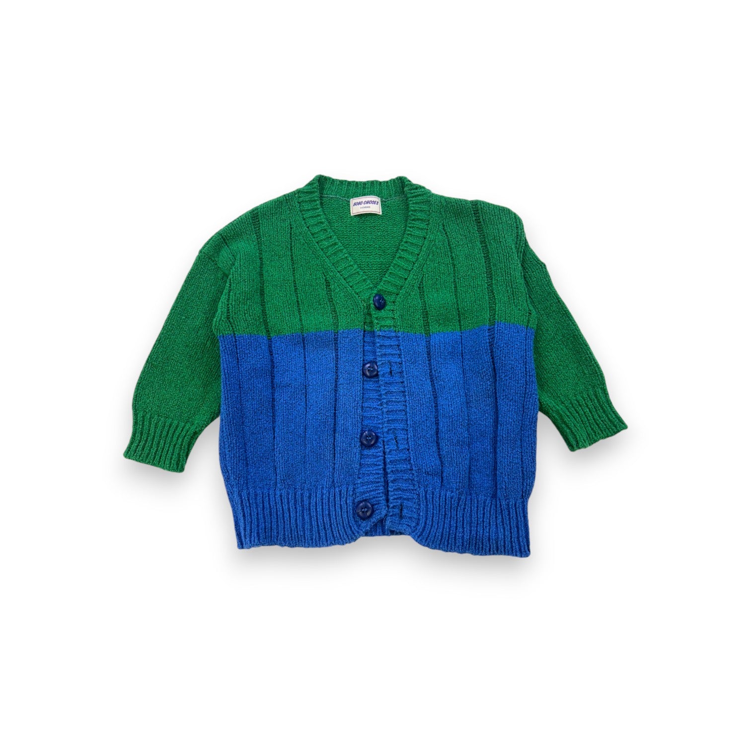 BOBO CHOSES - Blaue und grüne Strickjacke mit Knöpfen - 4/5 Jahre
