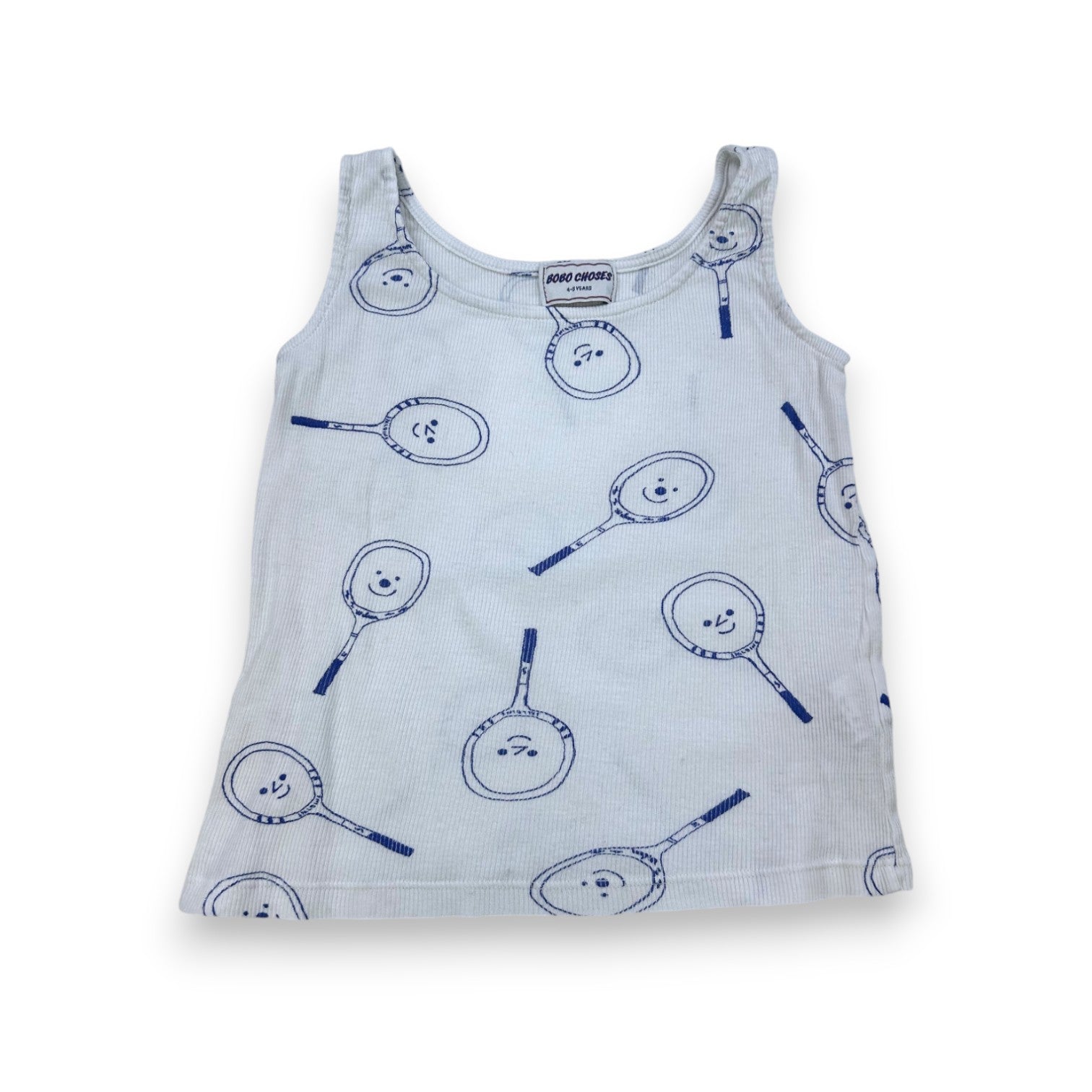 BOBO CHOSES - Weißes Tanktop mit blauen Mustern - 4/5 Jahre