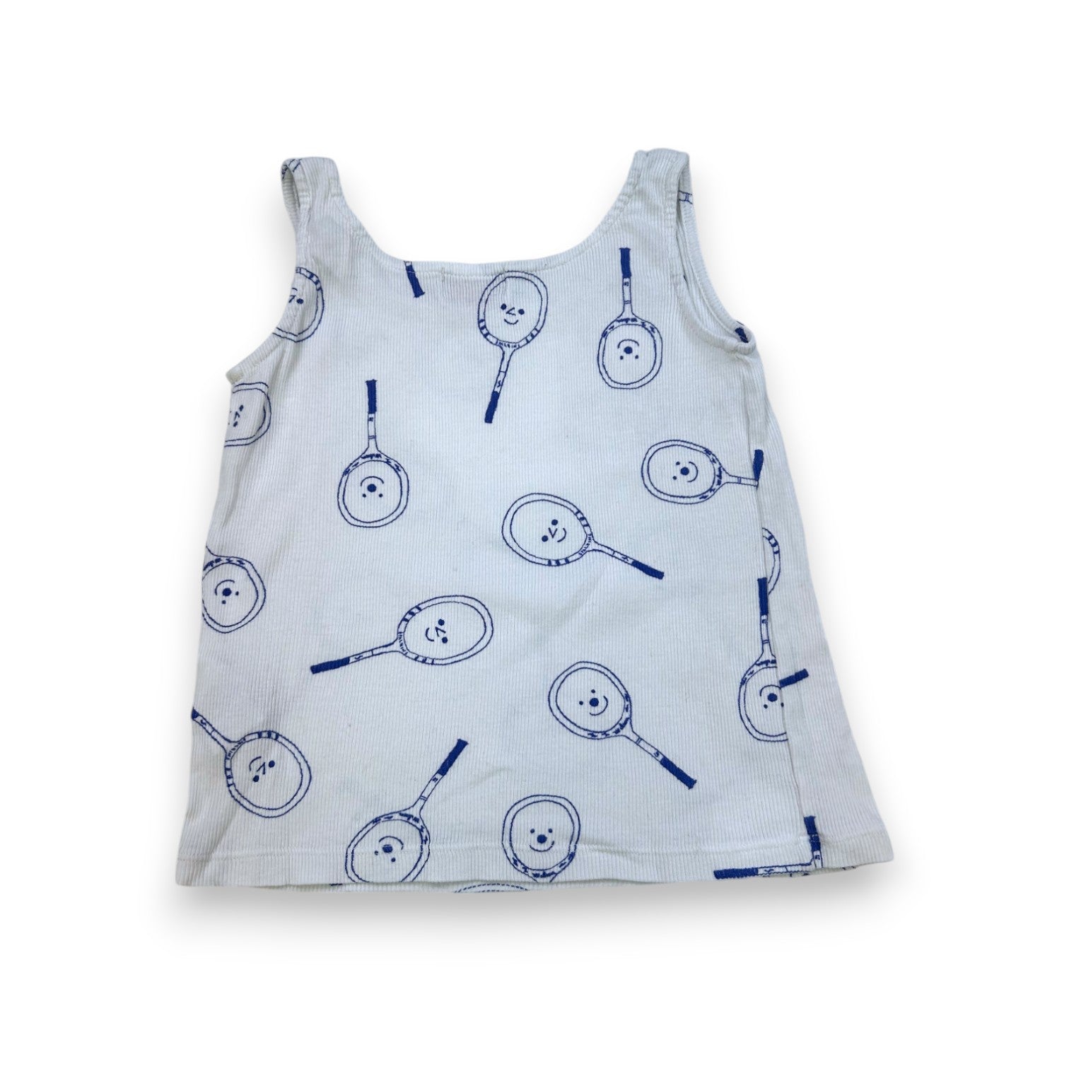 BOBO CHOSES - Weißes Tanktop mit blauen Mustern - 4/5 Jahre