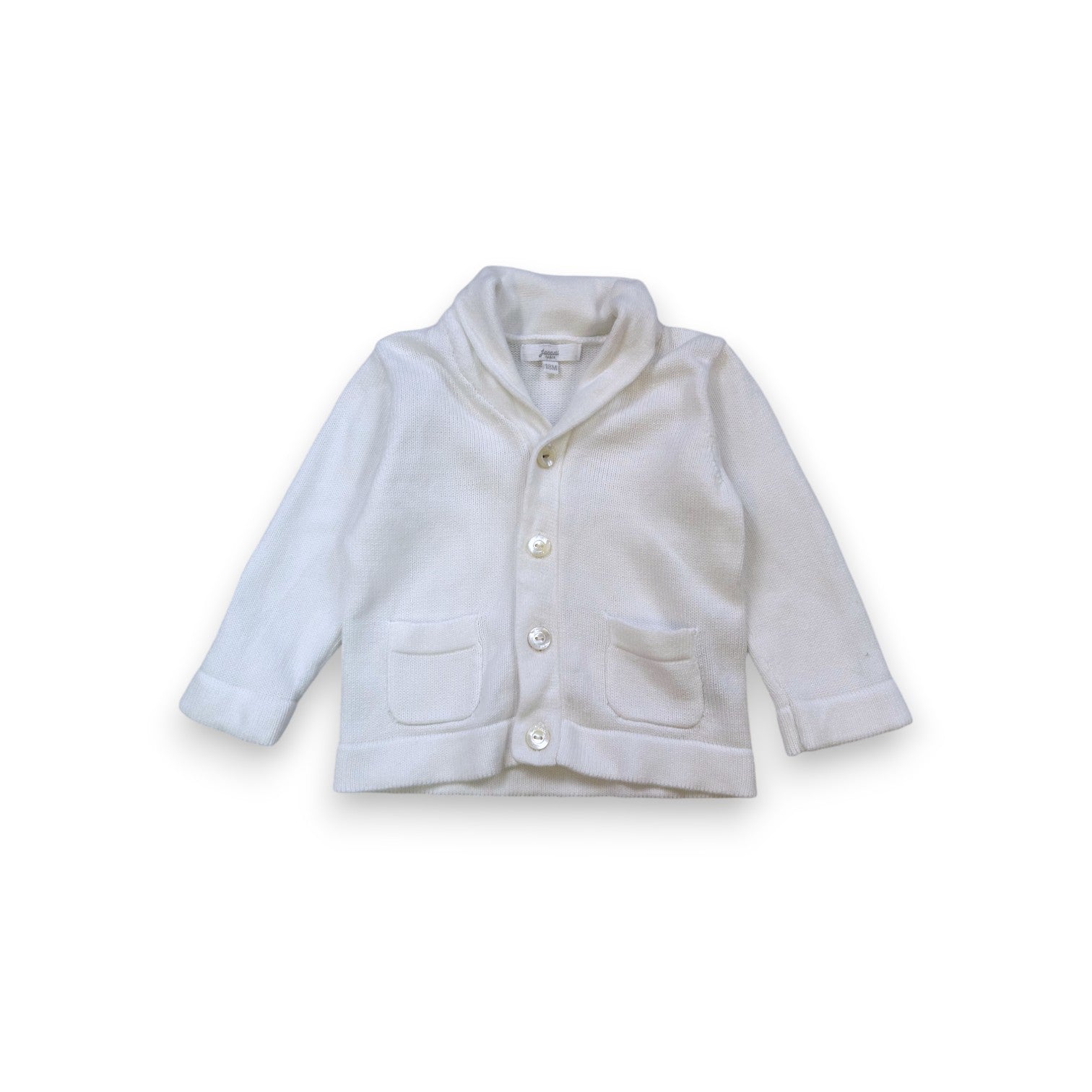 JACADI - Weiße Strickjacke mit Knopfleiste - 18 Monate