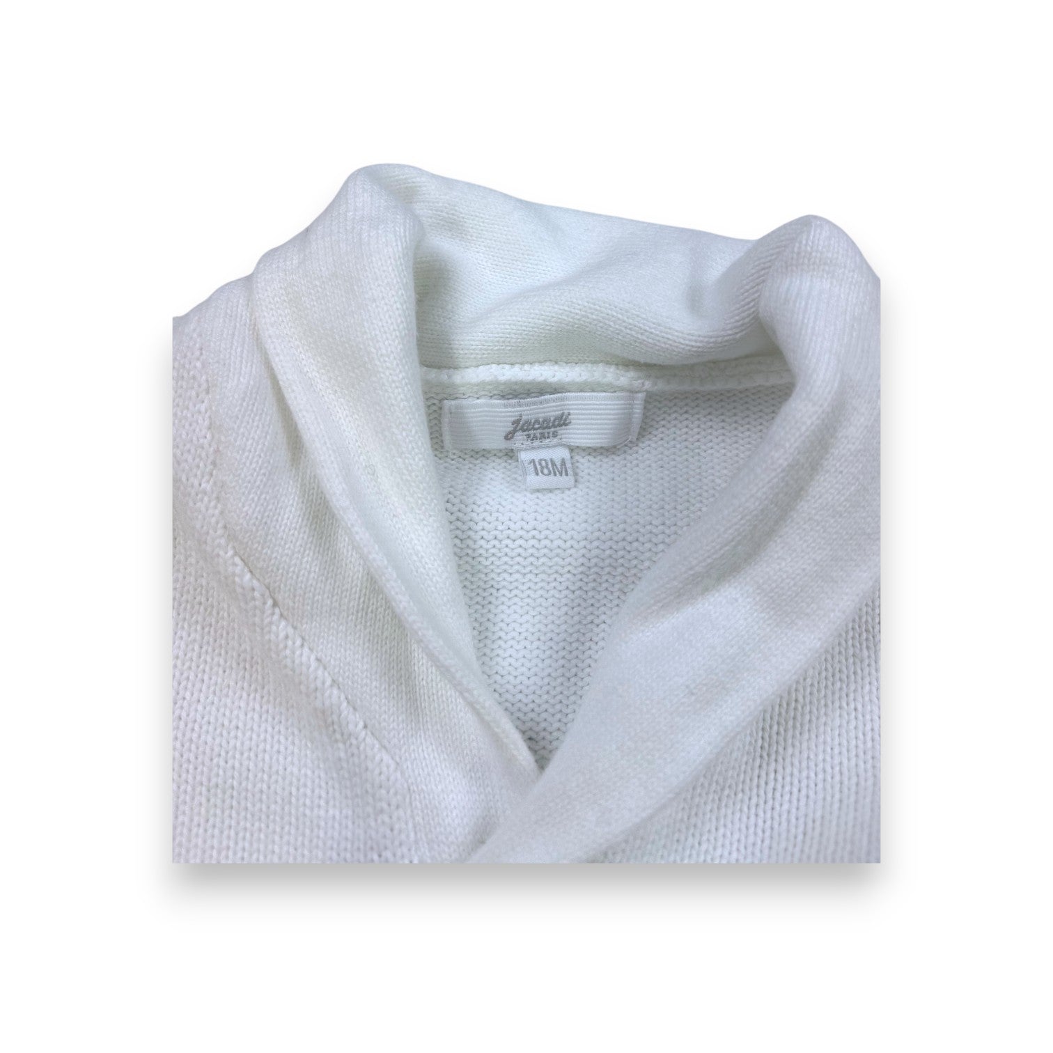 JACADI - Weiße Strickjacke mit Knopfleiste - 18 Monate