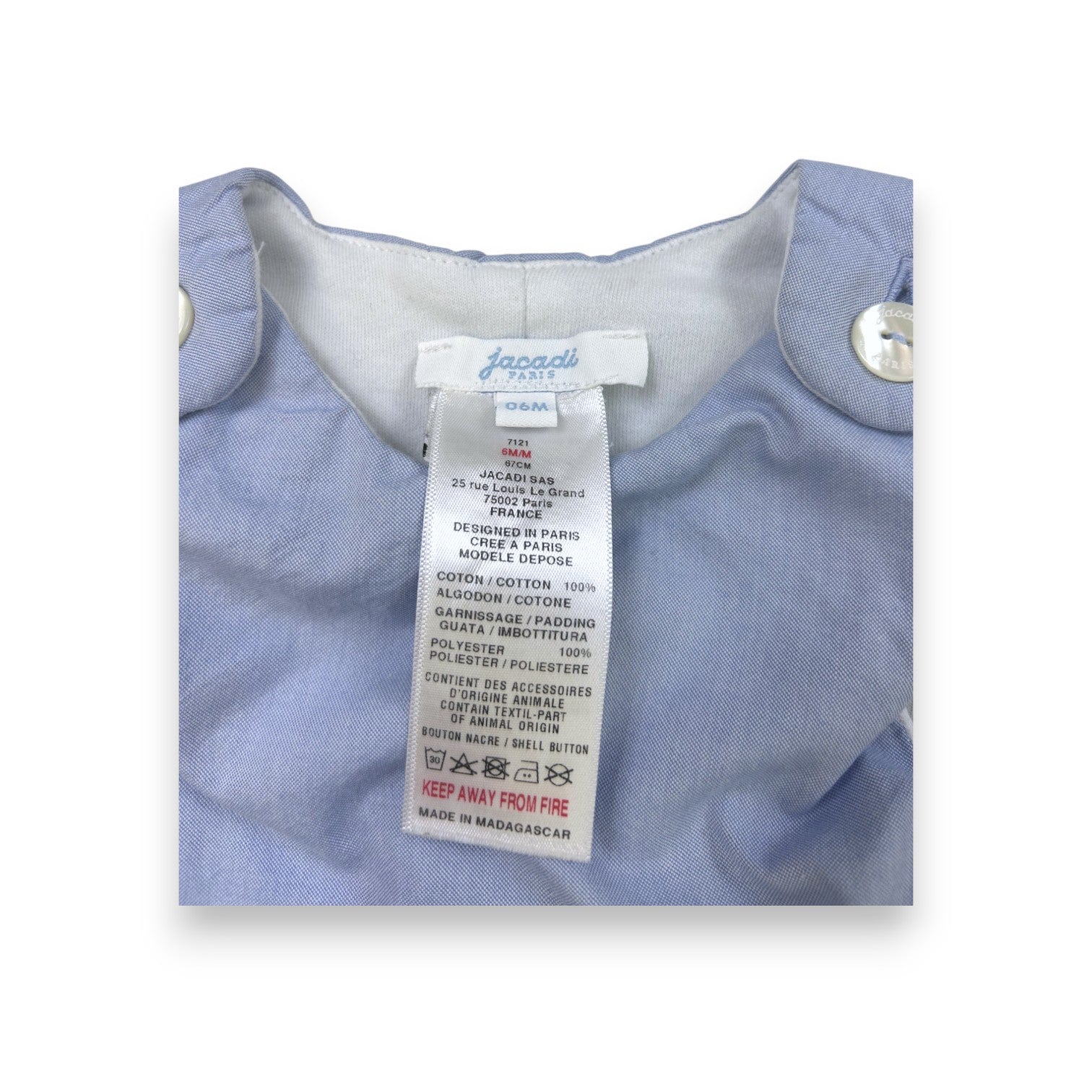 JACADI - Blauer ärmelloser Overall - 6 Monate