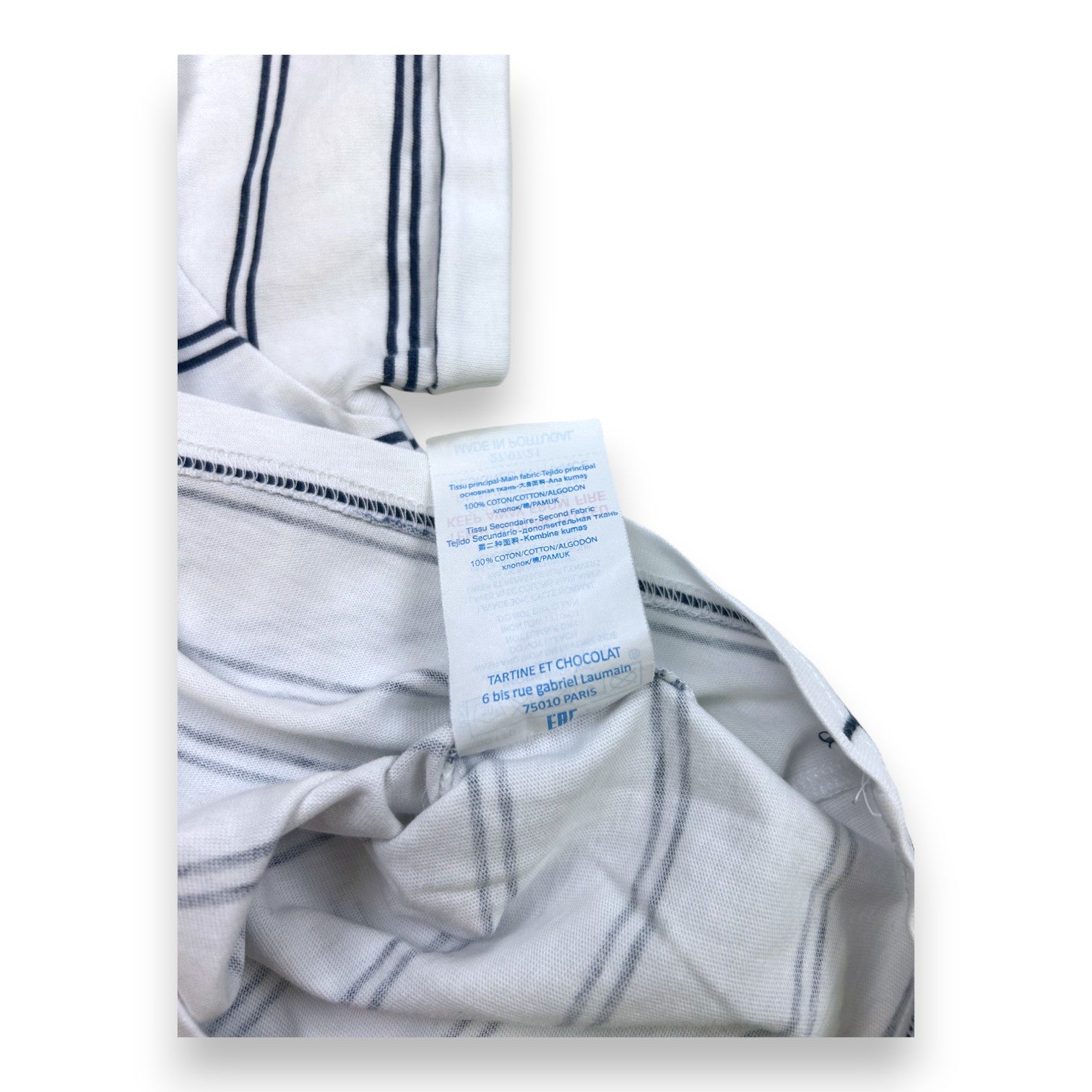 TARTINE ET CHOCOLAT - Navy blue striped short-sleeved T-shirt - 3 years