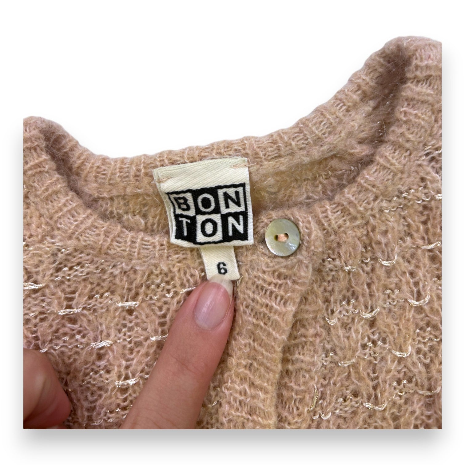 BONTON - Asymmetrische rosa Strickjacke mit Knöpfen - 6 Monate