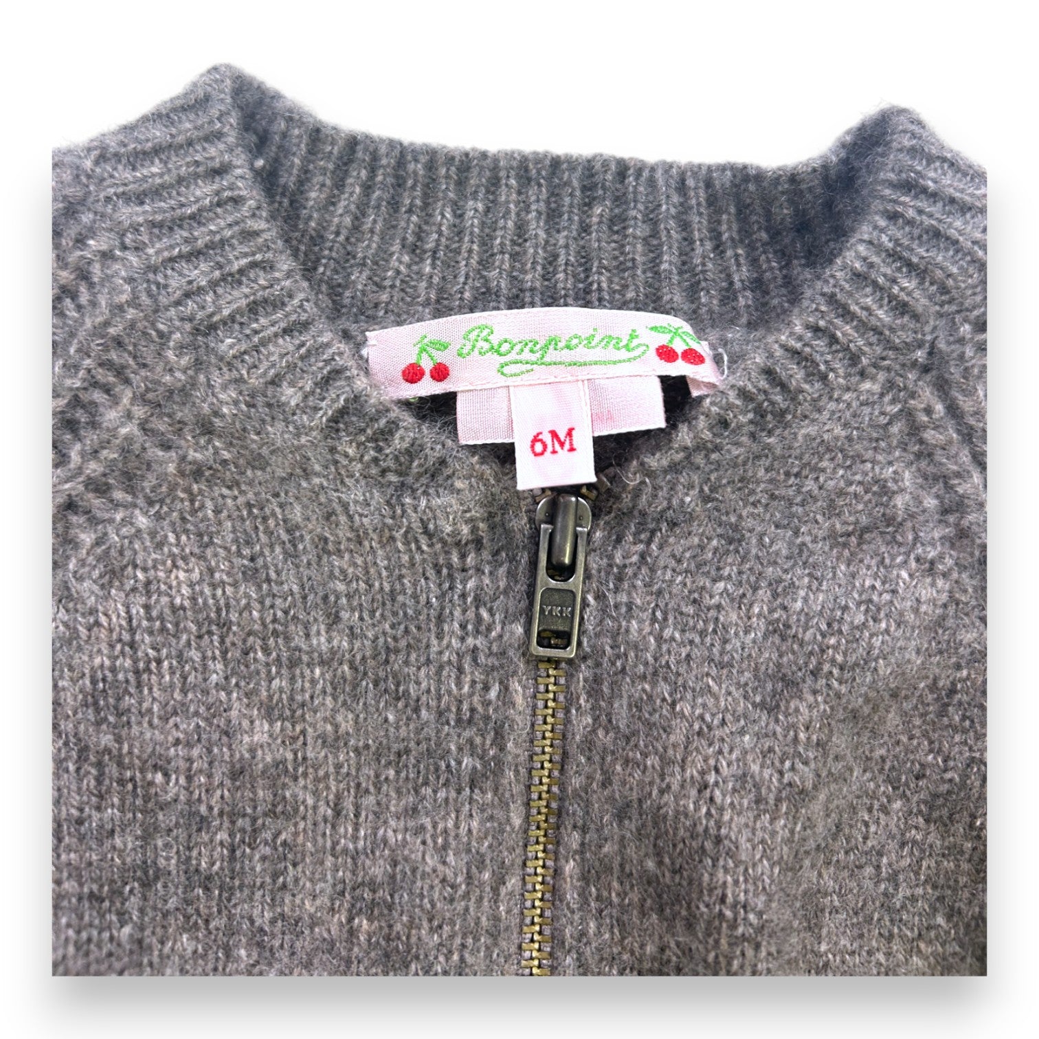 BONPOINT - Graue Strickjacke aus Kaschmir mit Reißverschluss - 6 Monate