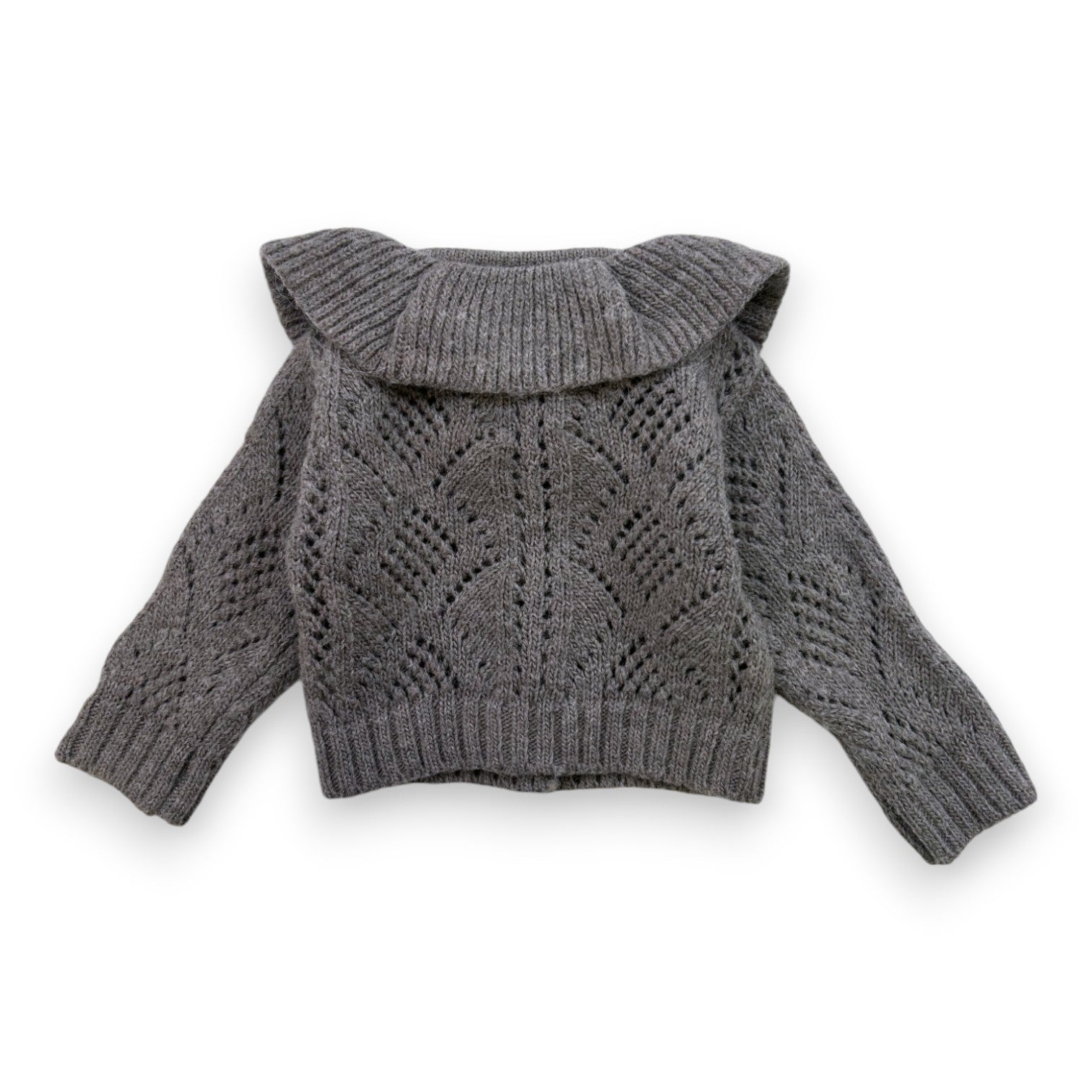 TOCOTO VINTAGE - Gray cardigan with collar - 3 months