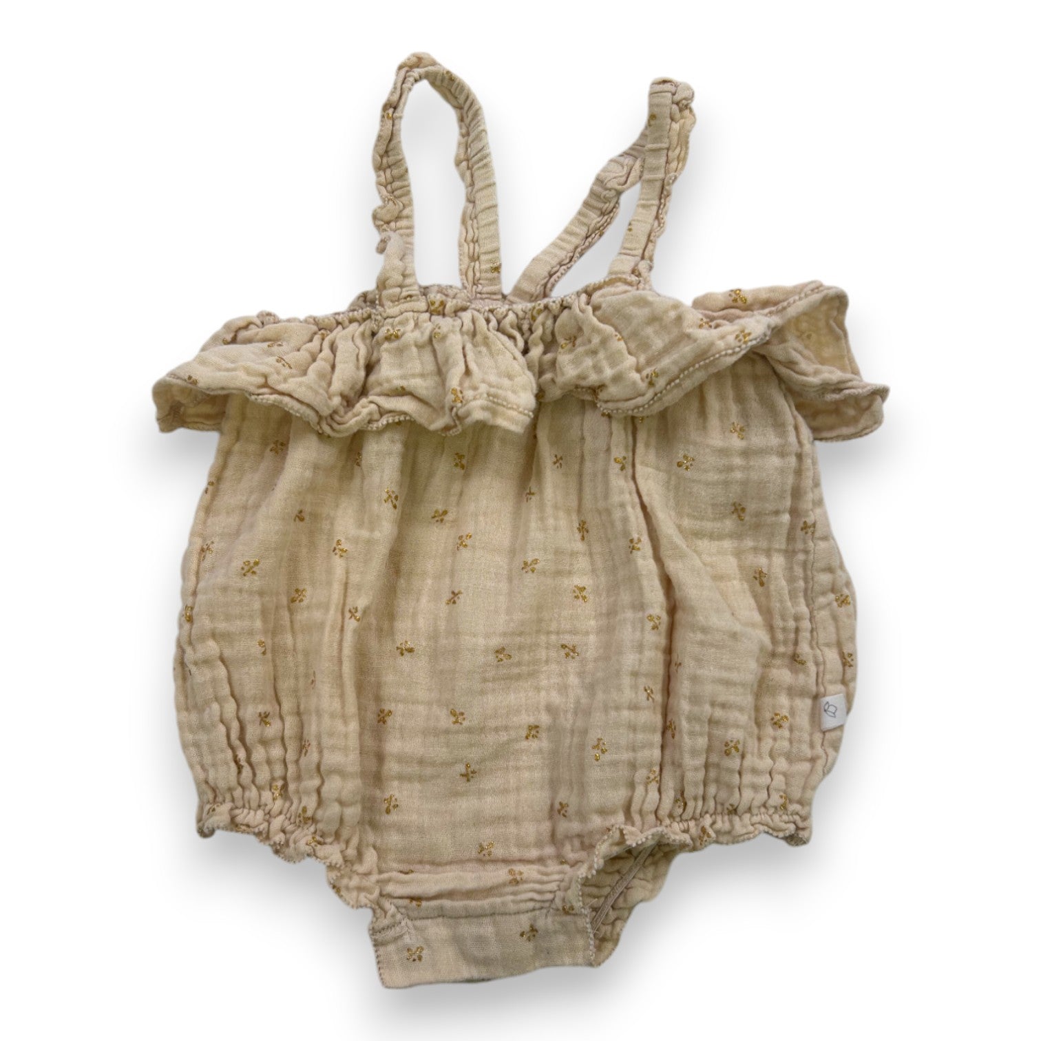 KONGES SLOJD - Embroidered beige romper suit - 6 months