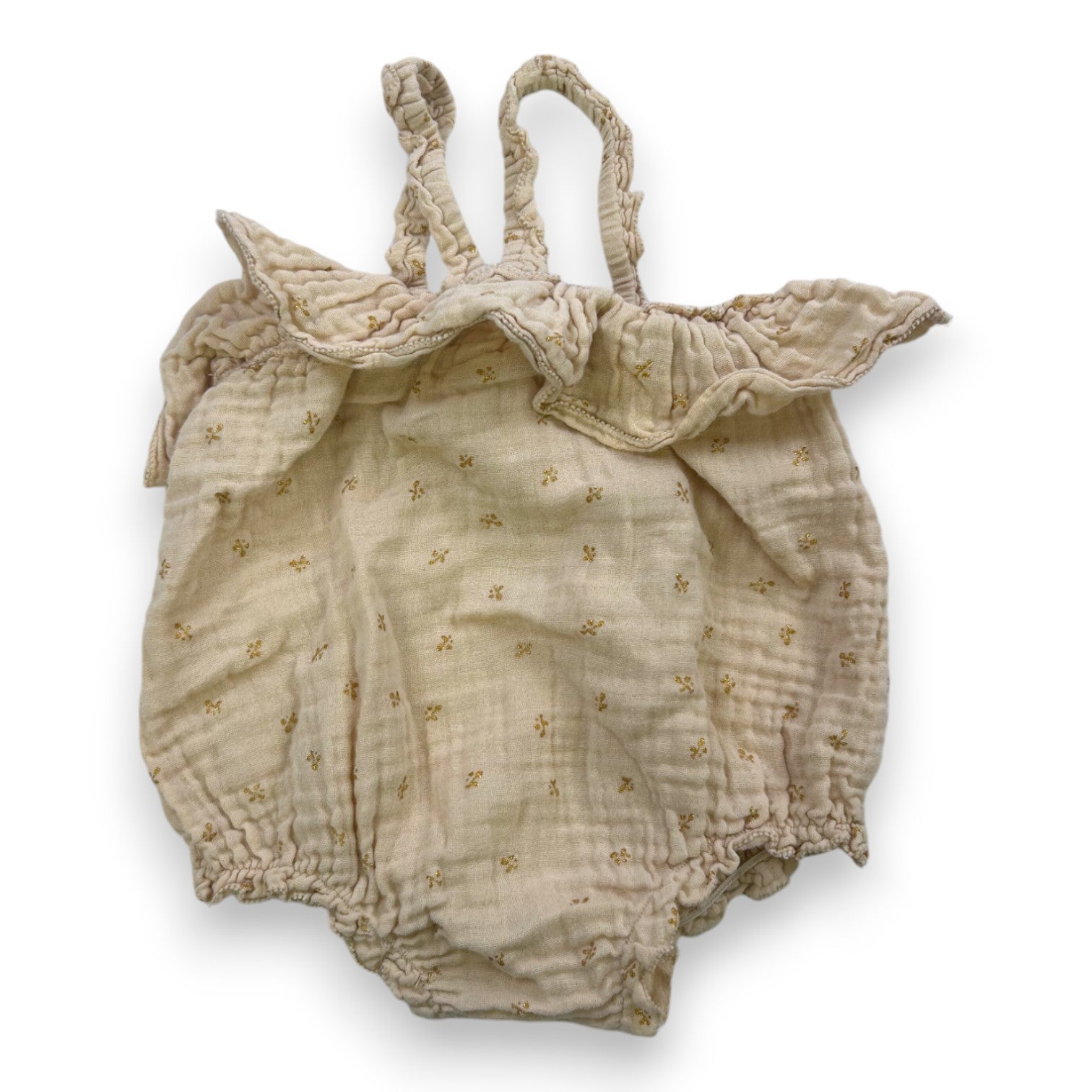 KONGES SLOJD - Embroidered beige romper suit - 6 months