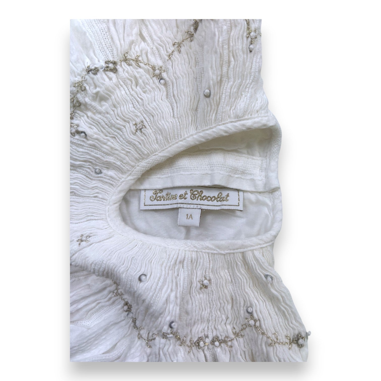 TARTINE ET CHOCOLAT - Weißes Kleid mit goldenen Details - 1 Jahr