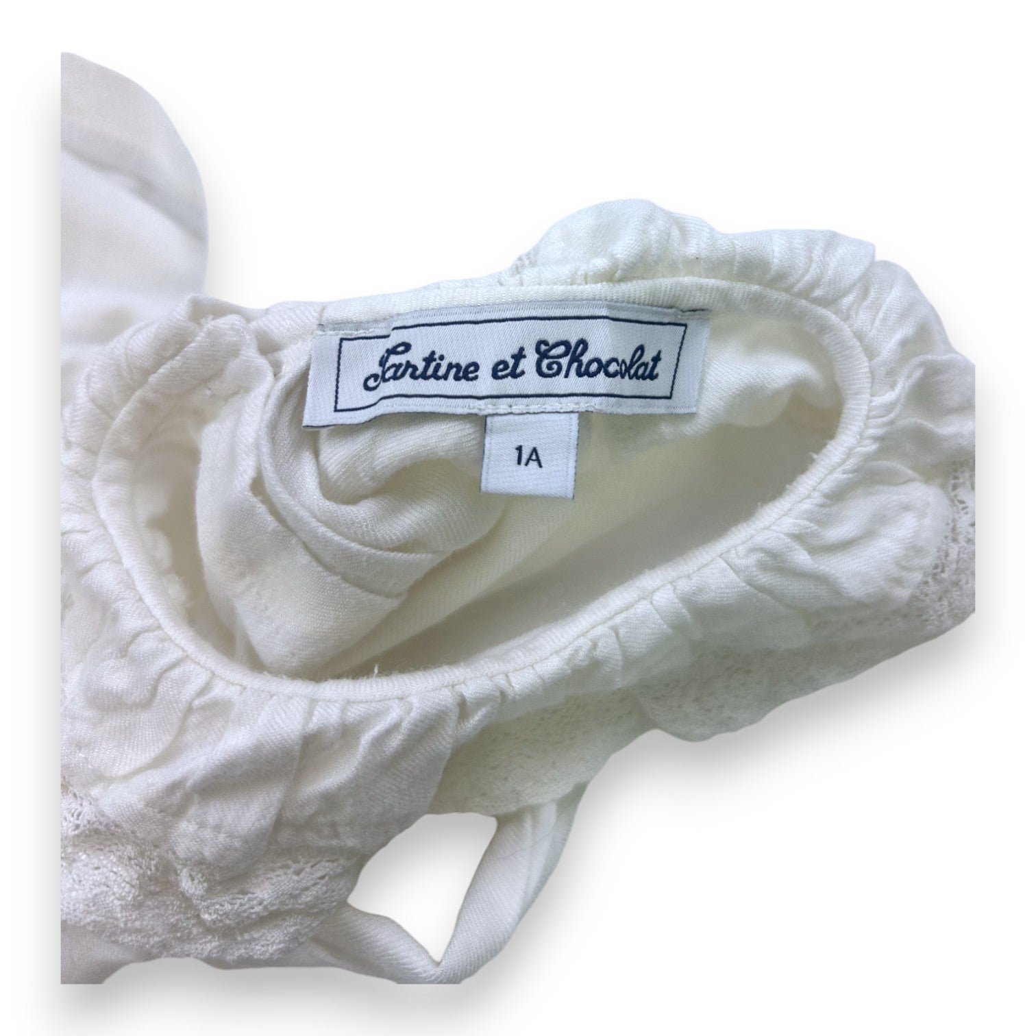 TARTINE ET CHOCOLAT - Weiße Bluse mit langen bestickten Ärmeln - 6 Monate