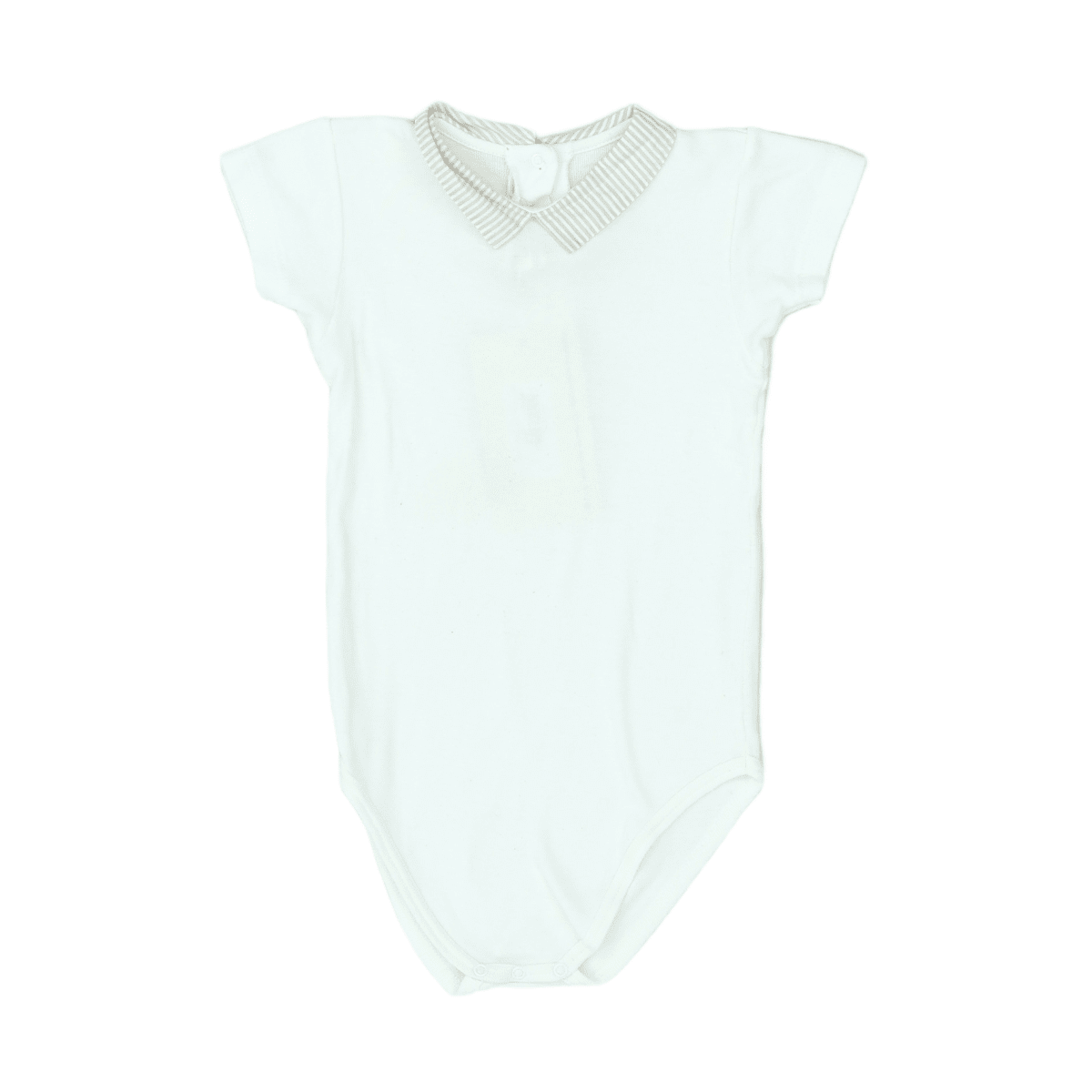 BONPOINT - White bodysuit with striped collar - 2 years