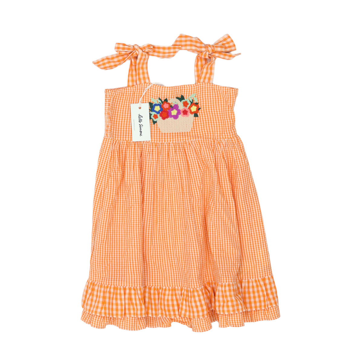 HELLO SIMONE - ROBE - ORANGE, BLANC - 4 ANS