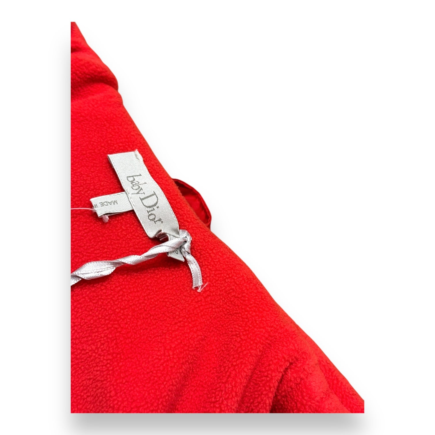 BABY DIOR - Doudoune rouge avec fourrure de lapin neuve - 12 mois