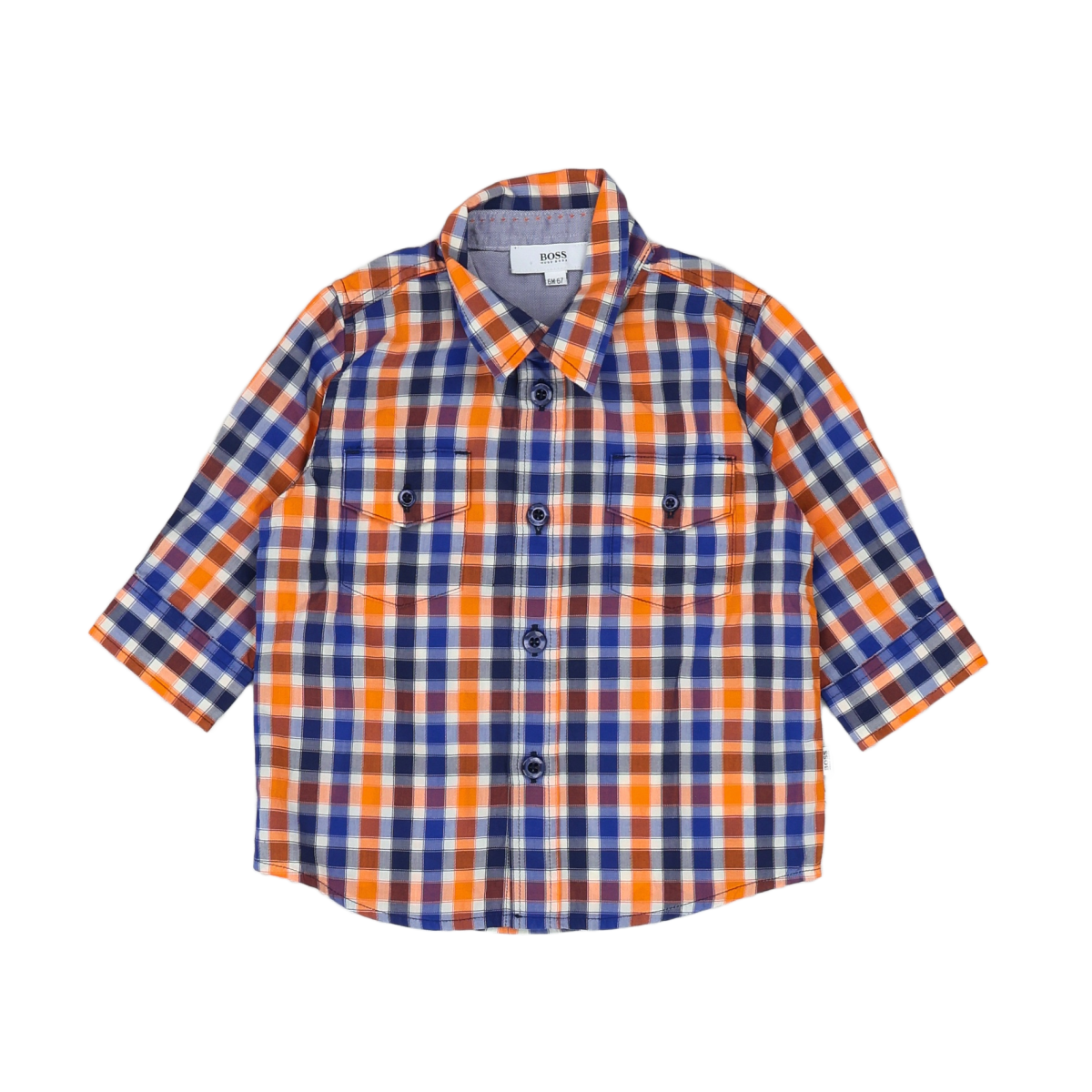 HUGO BOSS - CHEMISE - BLEU, ORANGE - 6 MOIS