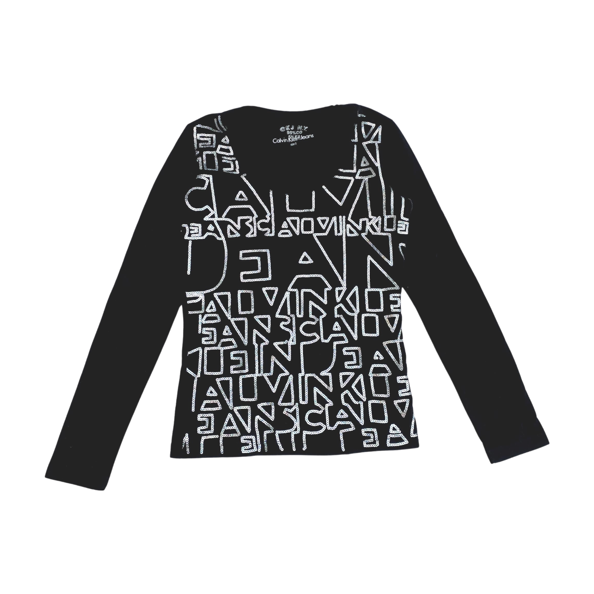 CALVIN KLEIN - T-SHIRT - NOIR, ARGENTÉ - 16 ANS