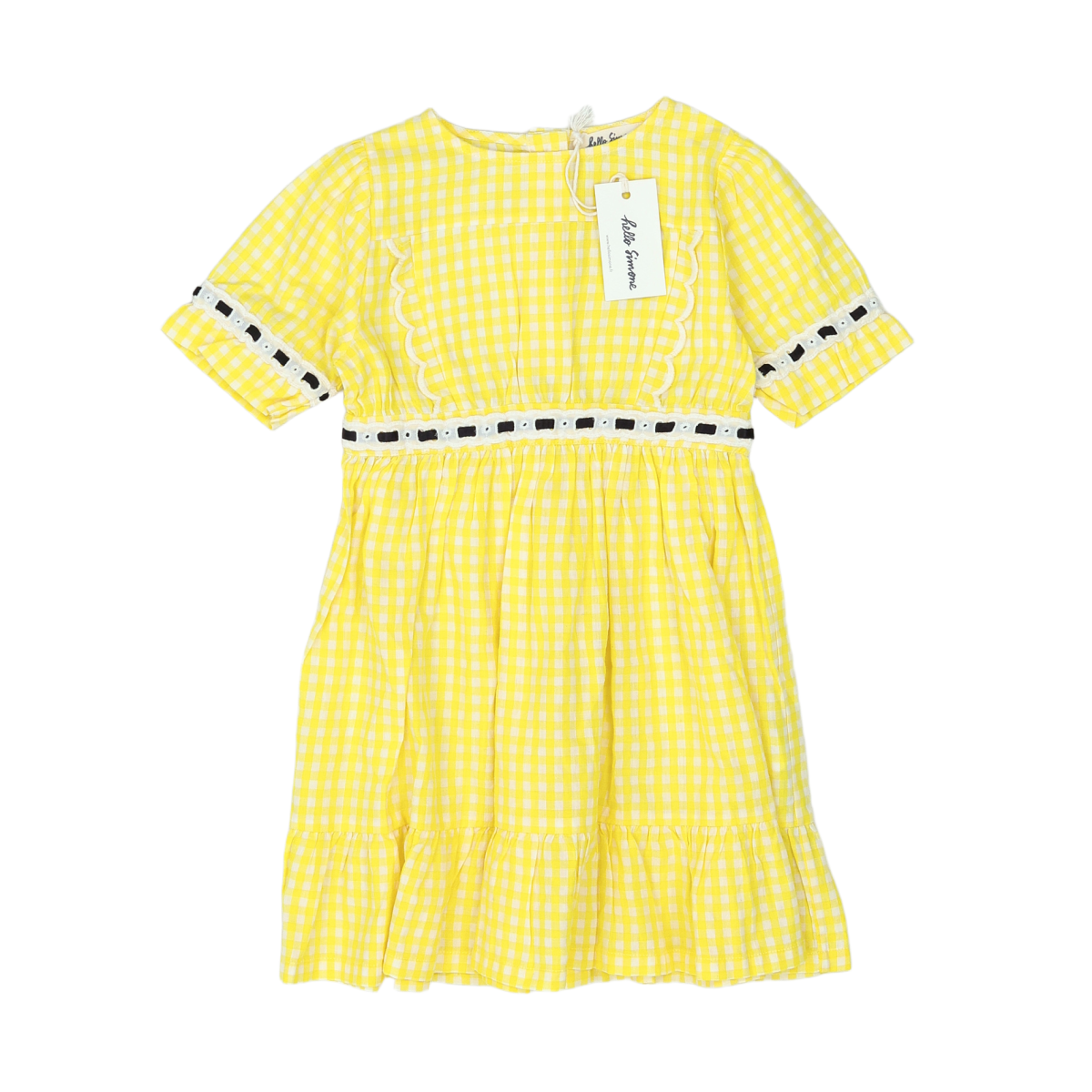 HELLO SIMONE - ROBE - JAUNE, BLANC - 4 ANS