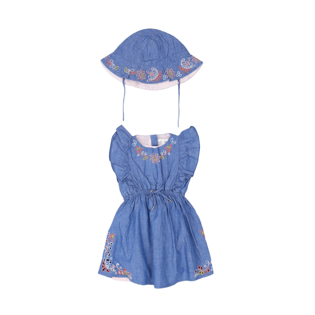 CHLOÉ - ENSEMBLE ROBE & CHAPEAU - BLEU - 24 MOIS