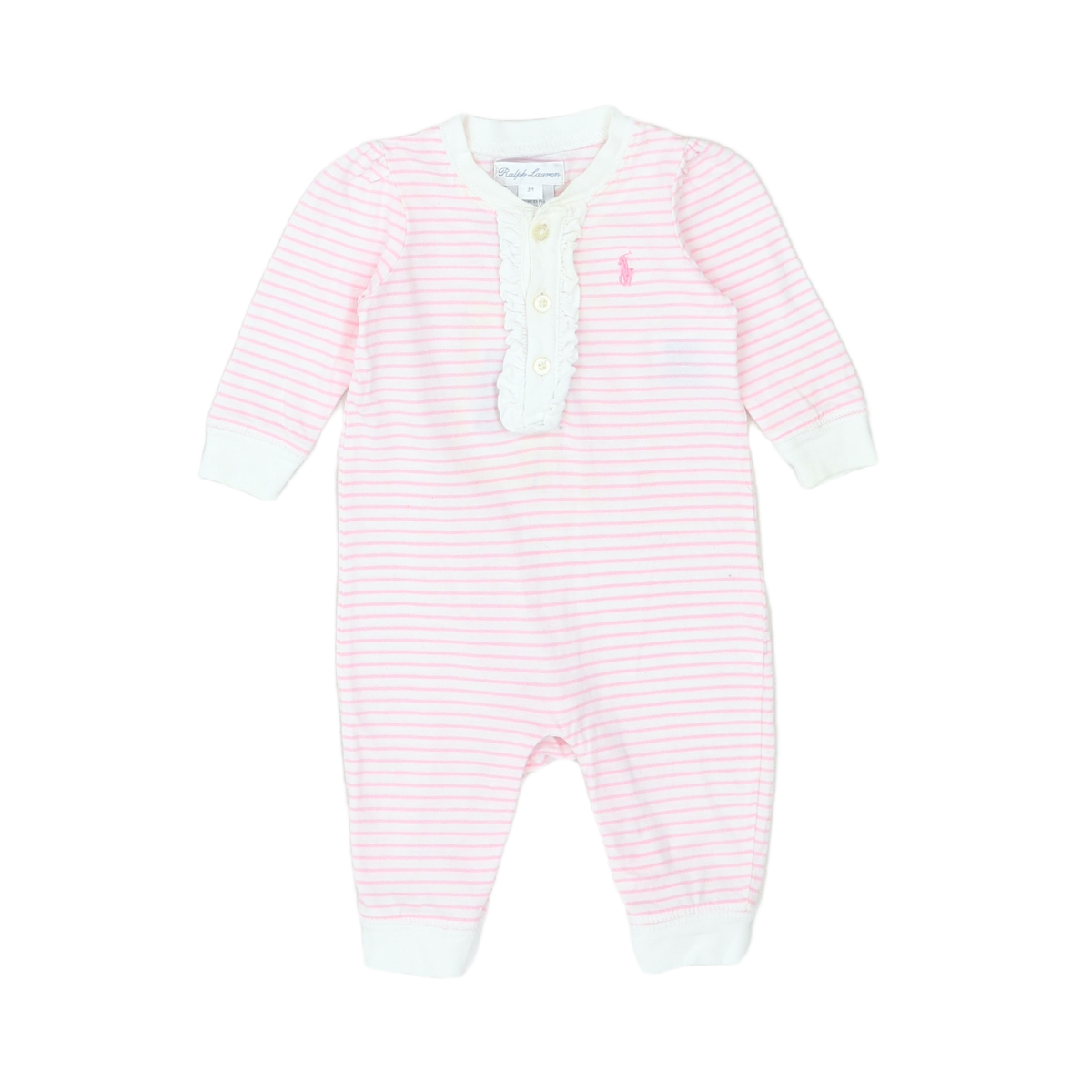 RALPH LAUREN - COMBINAISON - ROSE, BLANC - 3 MOIS