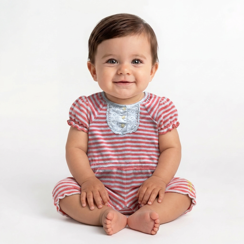 JUICY COUTURE - Combishort rose et blanche à rayures - 6 mois