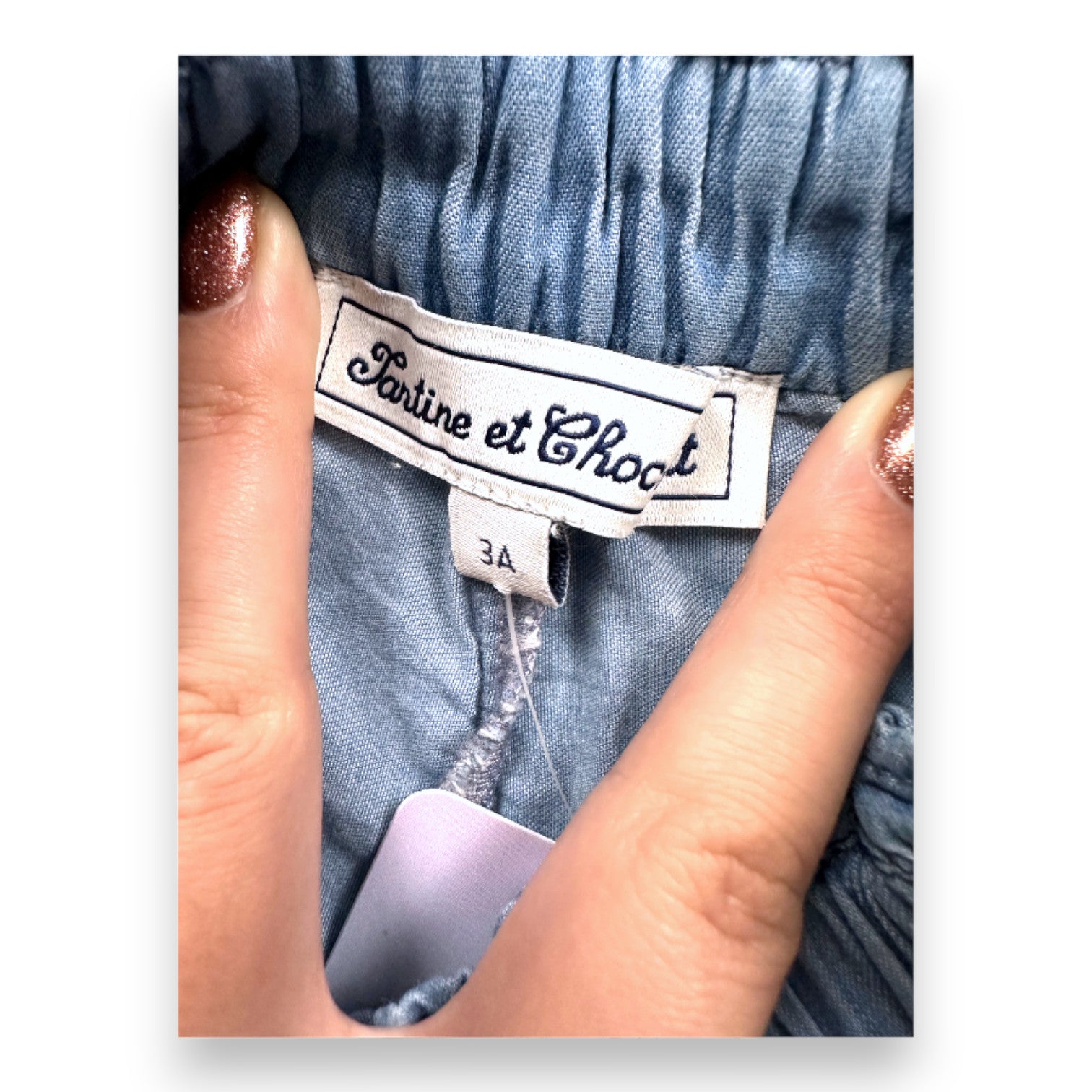 TARTINE & CHOCOLAT - Blau-weiße Shorts mit Stickerei - 3 Jahre