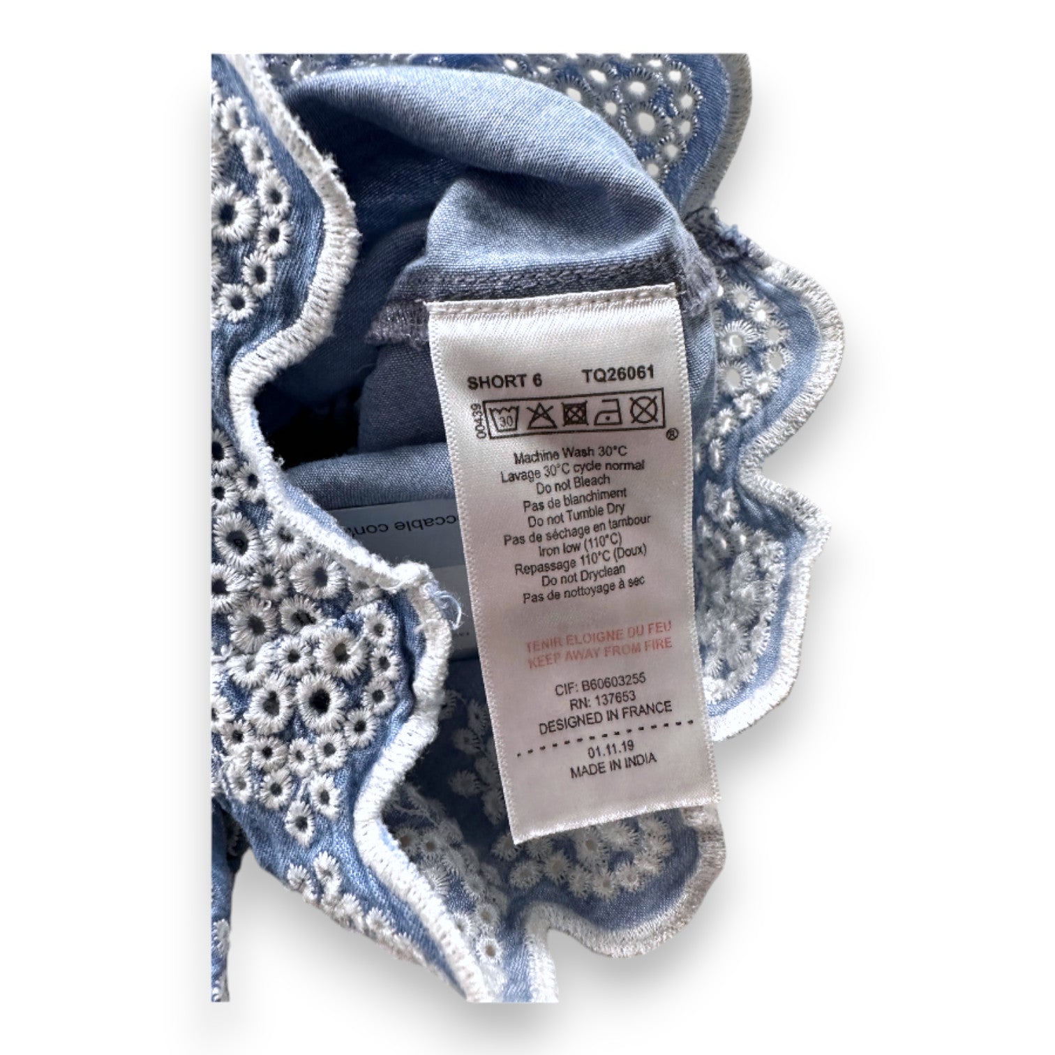 TARTINE & CHOCOLAT - Blau-weiße Shorts mit Stickerei - 3 Jahre