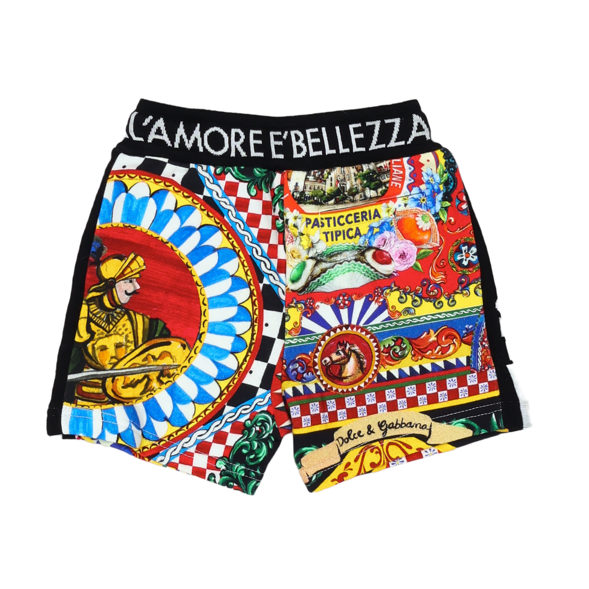 DOLCE & GABBANA - SHORTS - BLACK, MULTICOLOR - 12 MONTHS