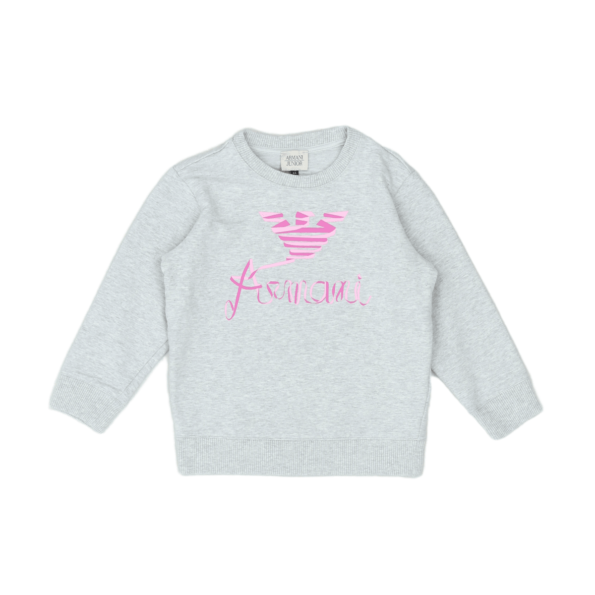 ARMANI - Graues Sweatshirt mit rosa Aufdruck - 4 Jahre