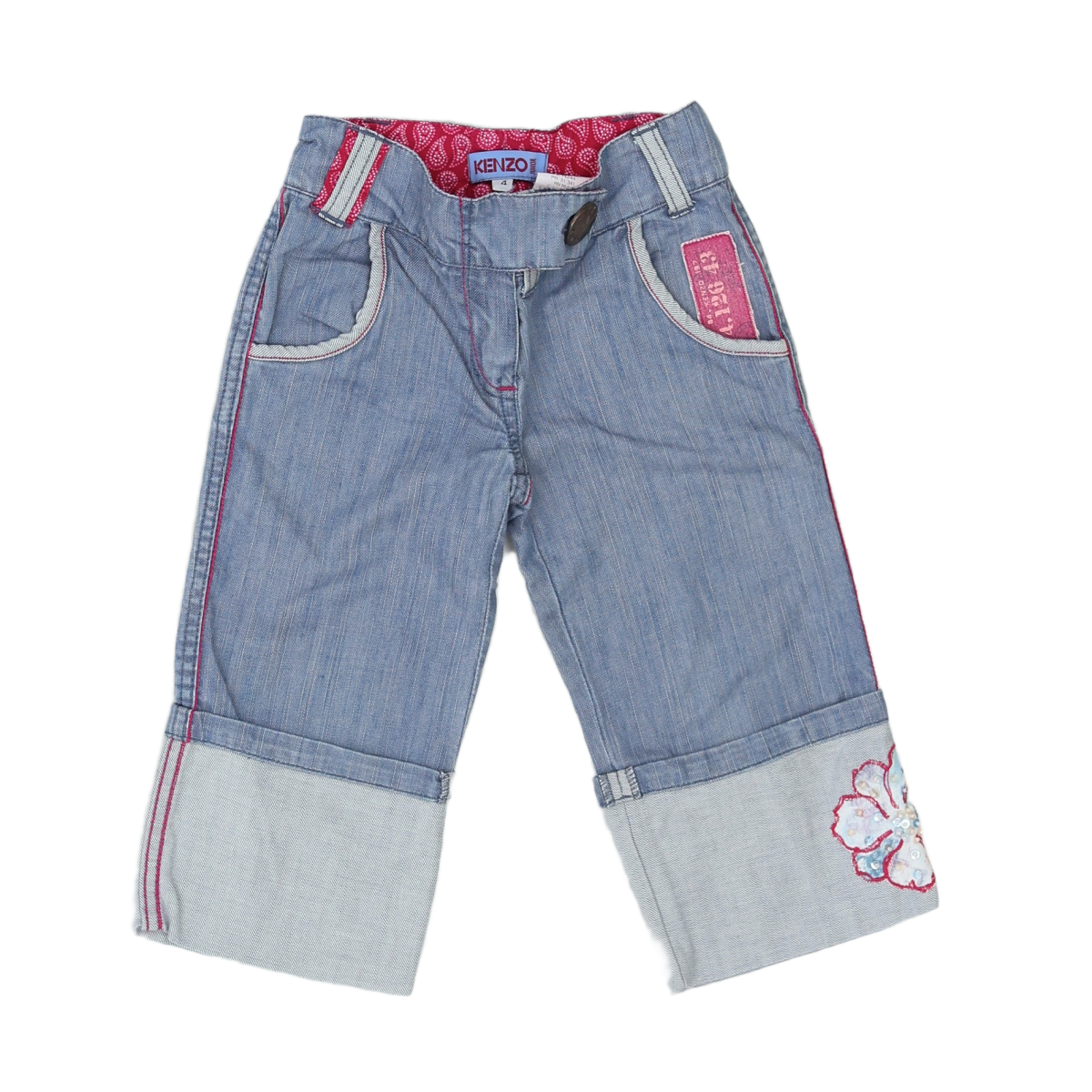 KENZO - PANTALON - BLEU, ROSE - 4 ANS
