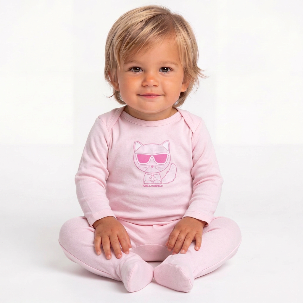 KARL LAGERFELD - Pyjama rose avec imprimé - 6 mois