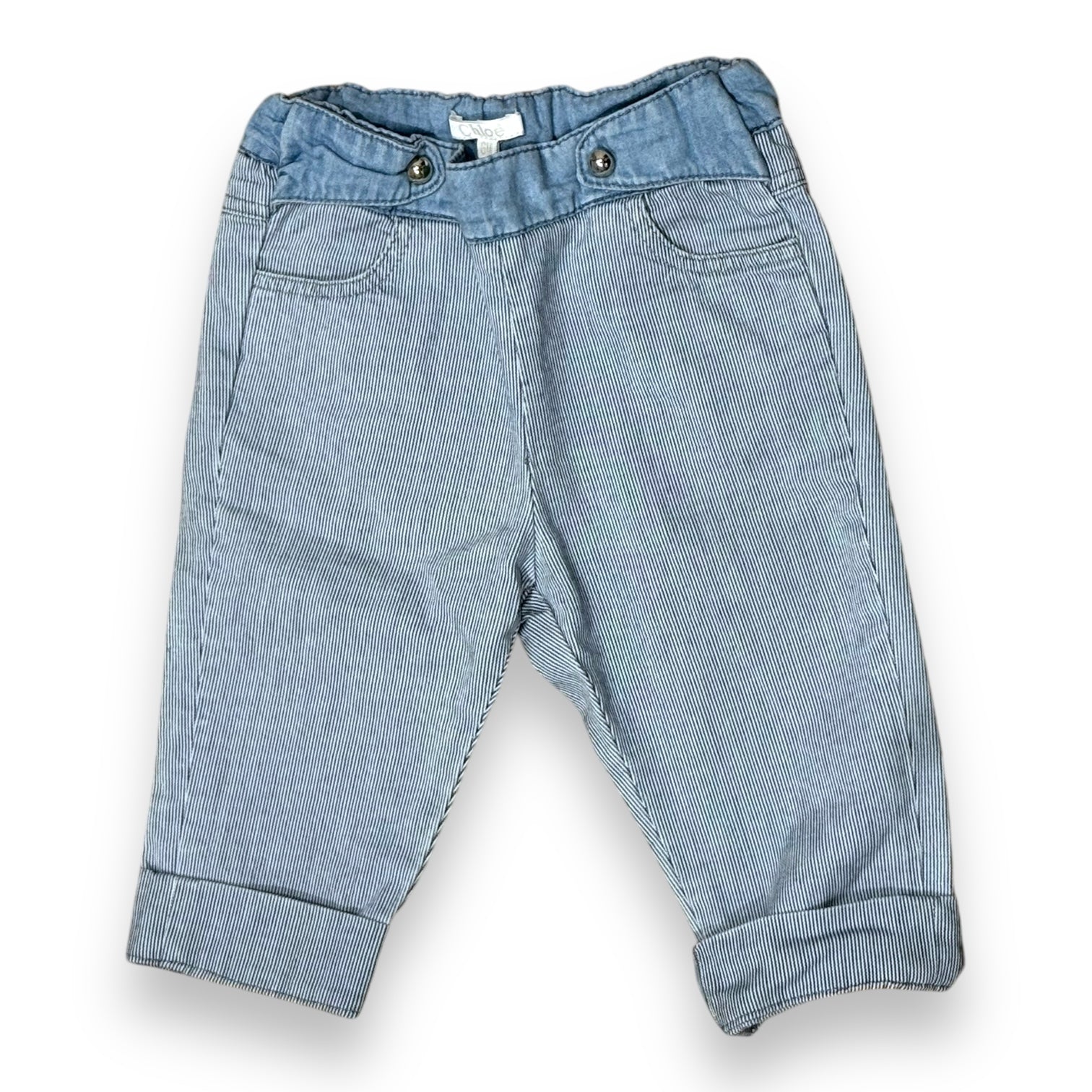 CHLOÉ - Pantalon rayé bleu - 6 mois