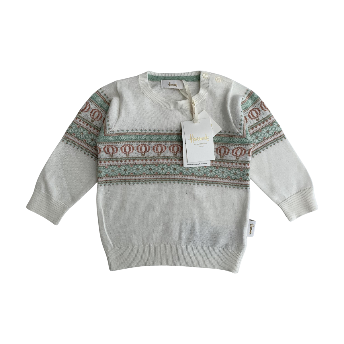 HARRODS - PULL - BLANC, VERT - 12 MOIS