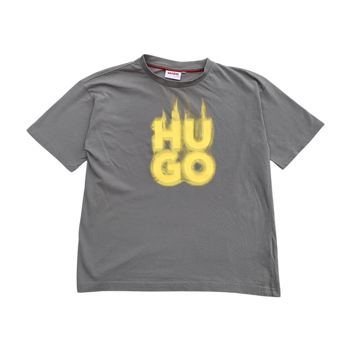 HUGO BOSS - T-SHIRT - GRIS, JAUNE - 8 ANS
