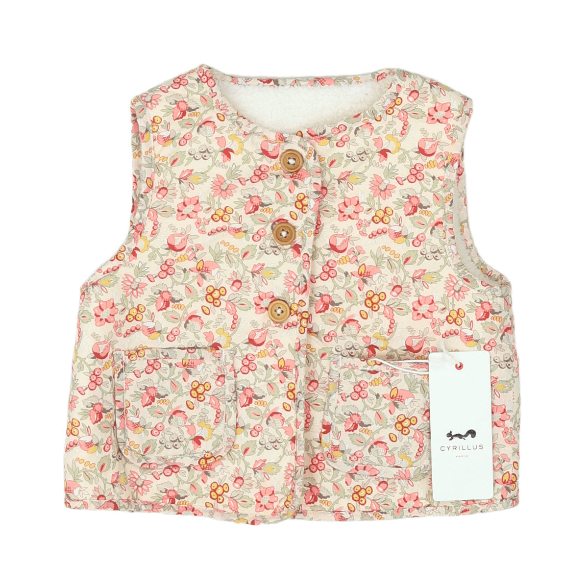 CYRILLUS - SLEEVELESS JACKET - BEIGE, PINK - 18 MONTHS