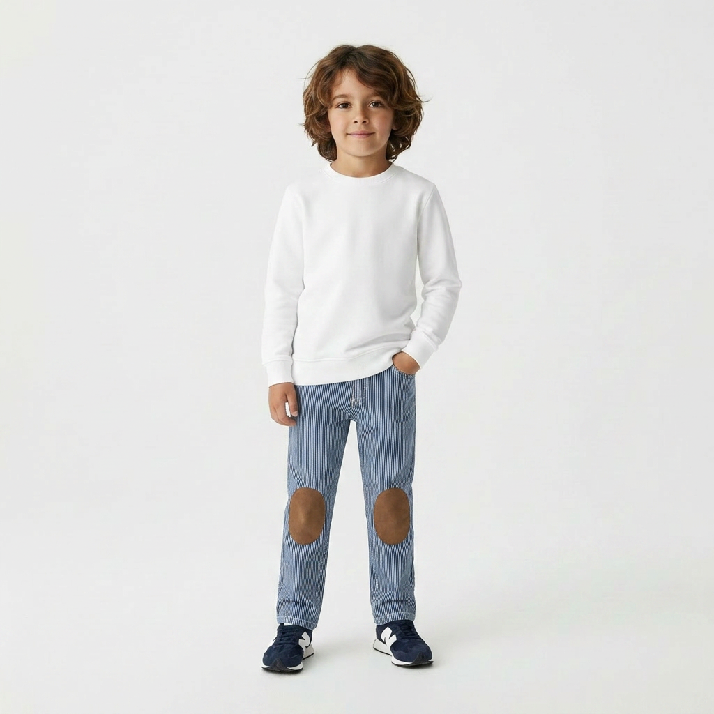 BONTON - PANTALON - BLEU, BLANC - 6 ANS