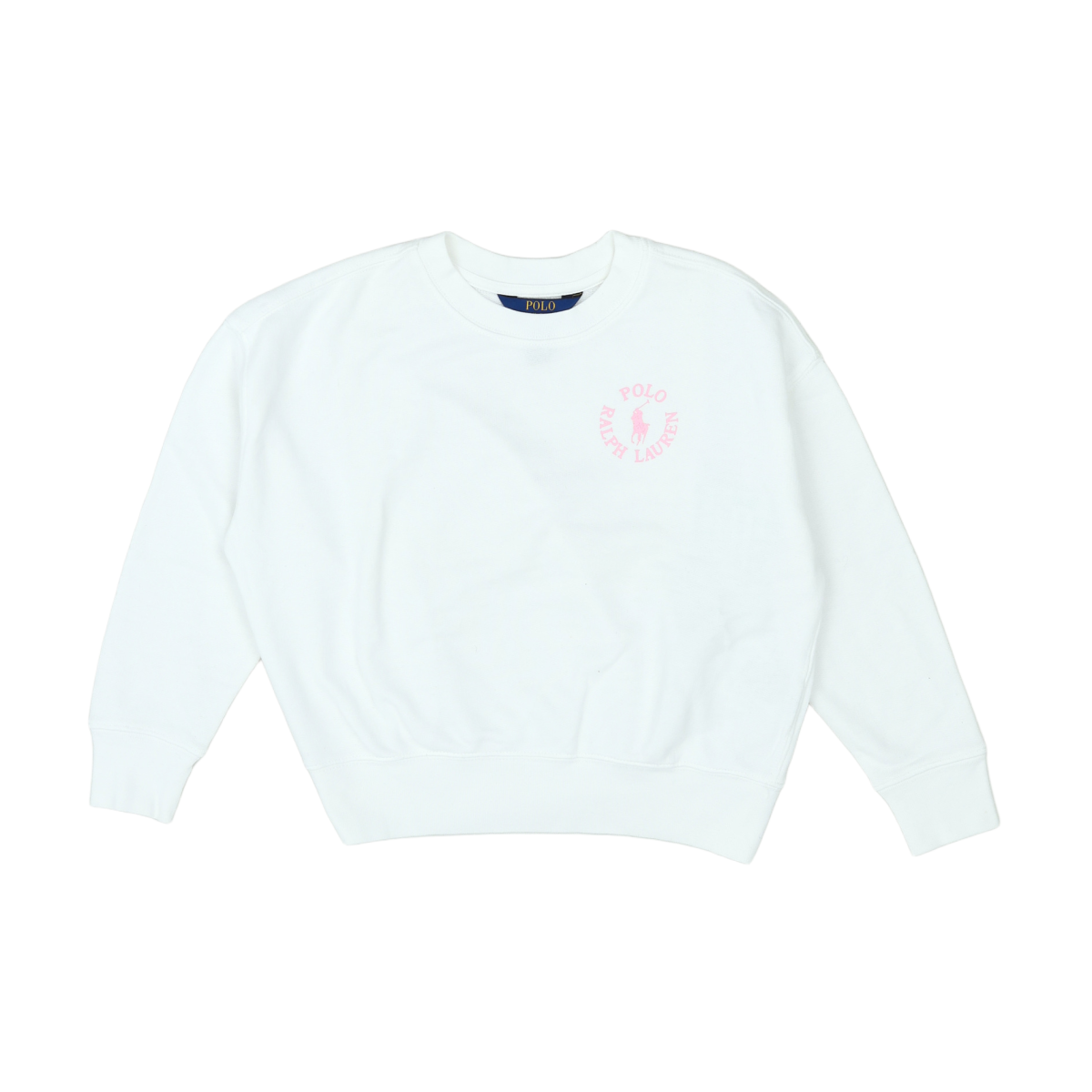 RALPH LAUREN - SWEAT - BLANC, ROSE - 7 ANS