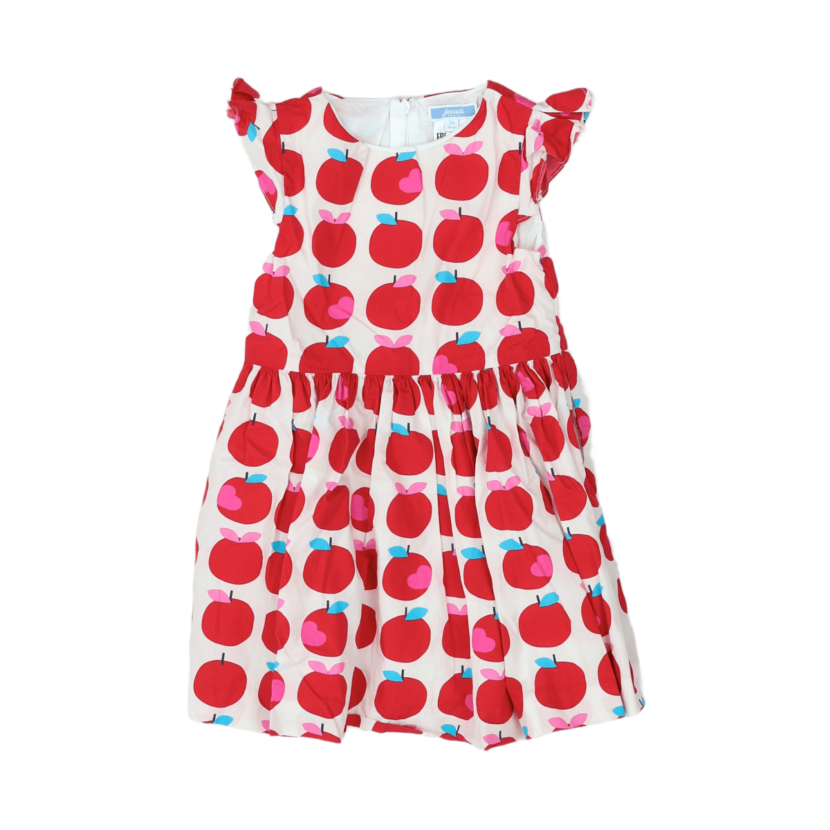 JACADI - ROBE - ROUGE, BLANC - 3 ANS
