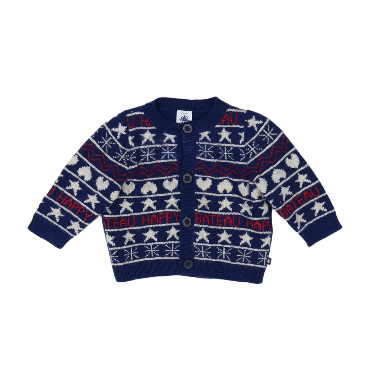 PETIT BATEAU - CARDIGAN - BLEU - 6 MOIS