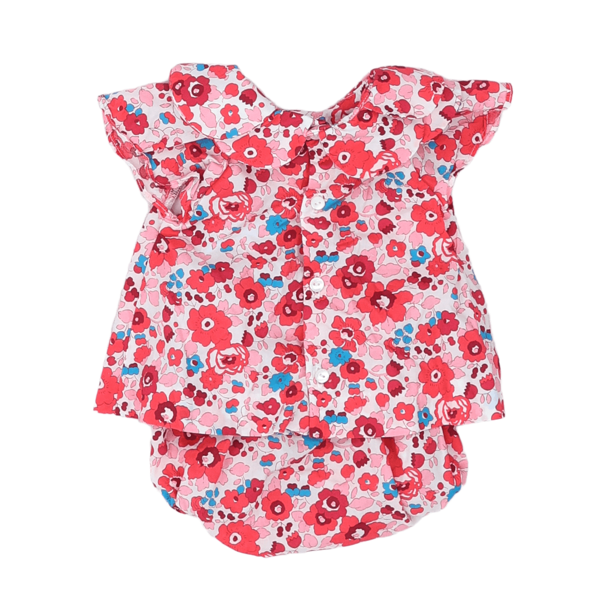 JACADI - Rosa geblümtes Pumphosen- und Blusenset - 1 Monat