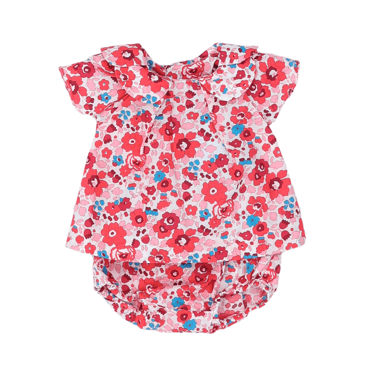 JACADI - Rosa geblümtes Pumphosen- und Blusenset - 1 Monat