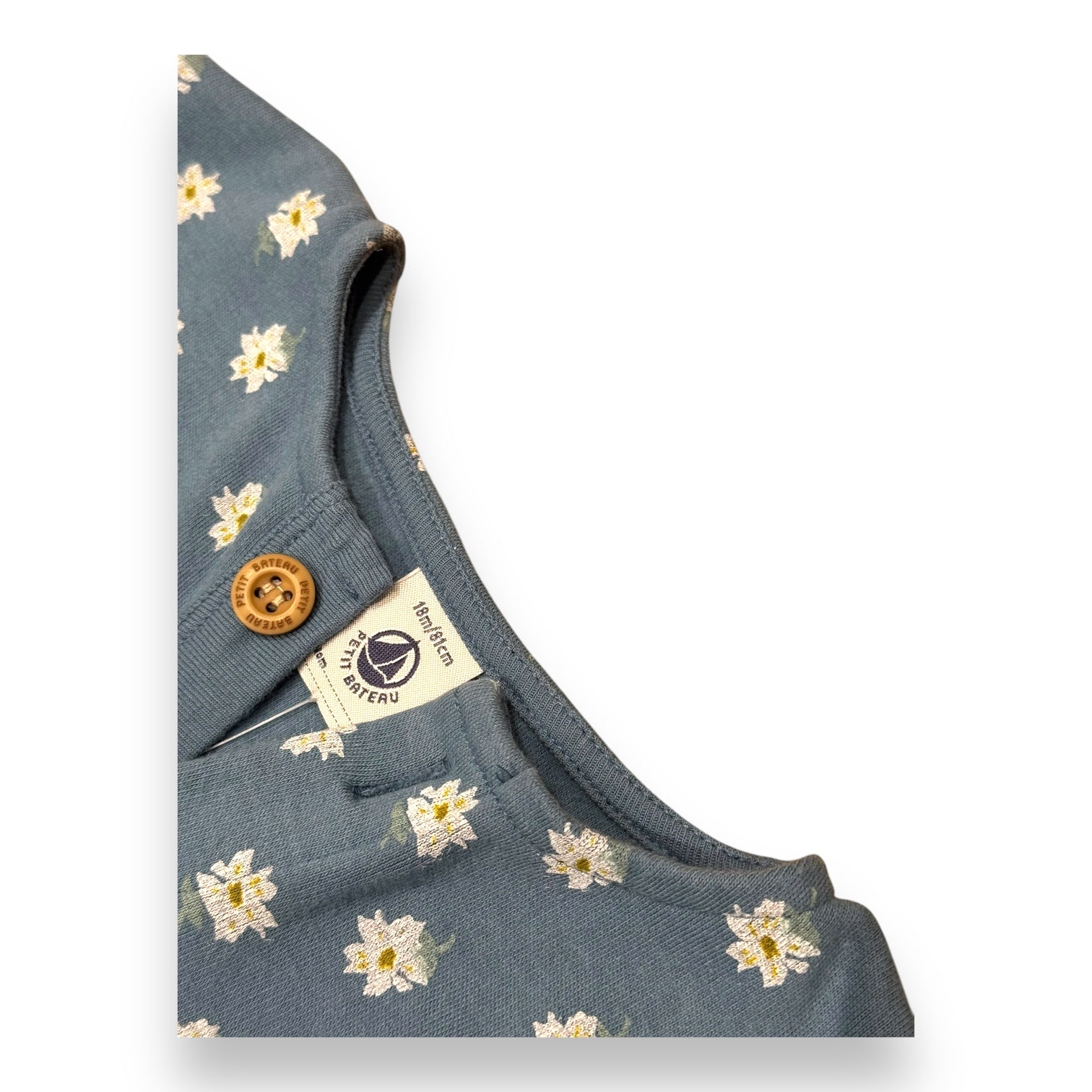 PETIT BATEAU - Blaues Blumenkleid - 18 Monate