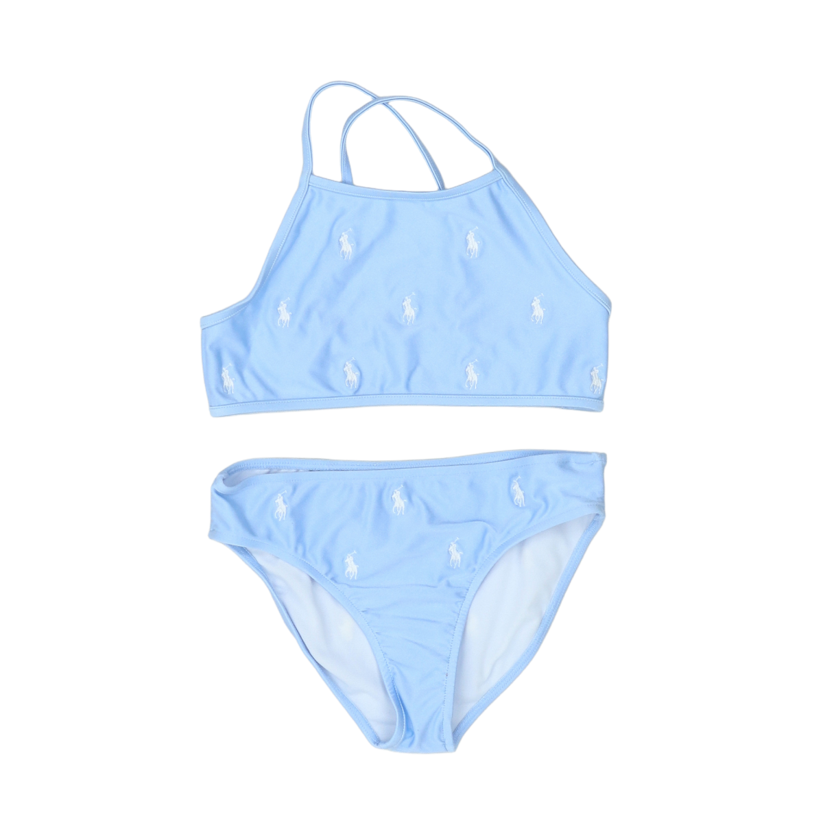 RALPH LAUREN - MAILLOT DE BAIN 2 PIÈCE - BLEU, BLANC - 8 ANS