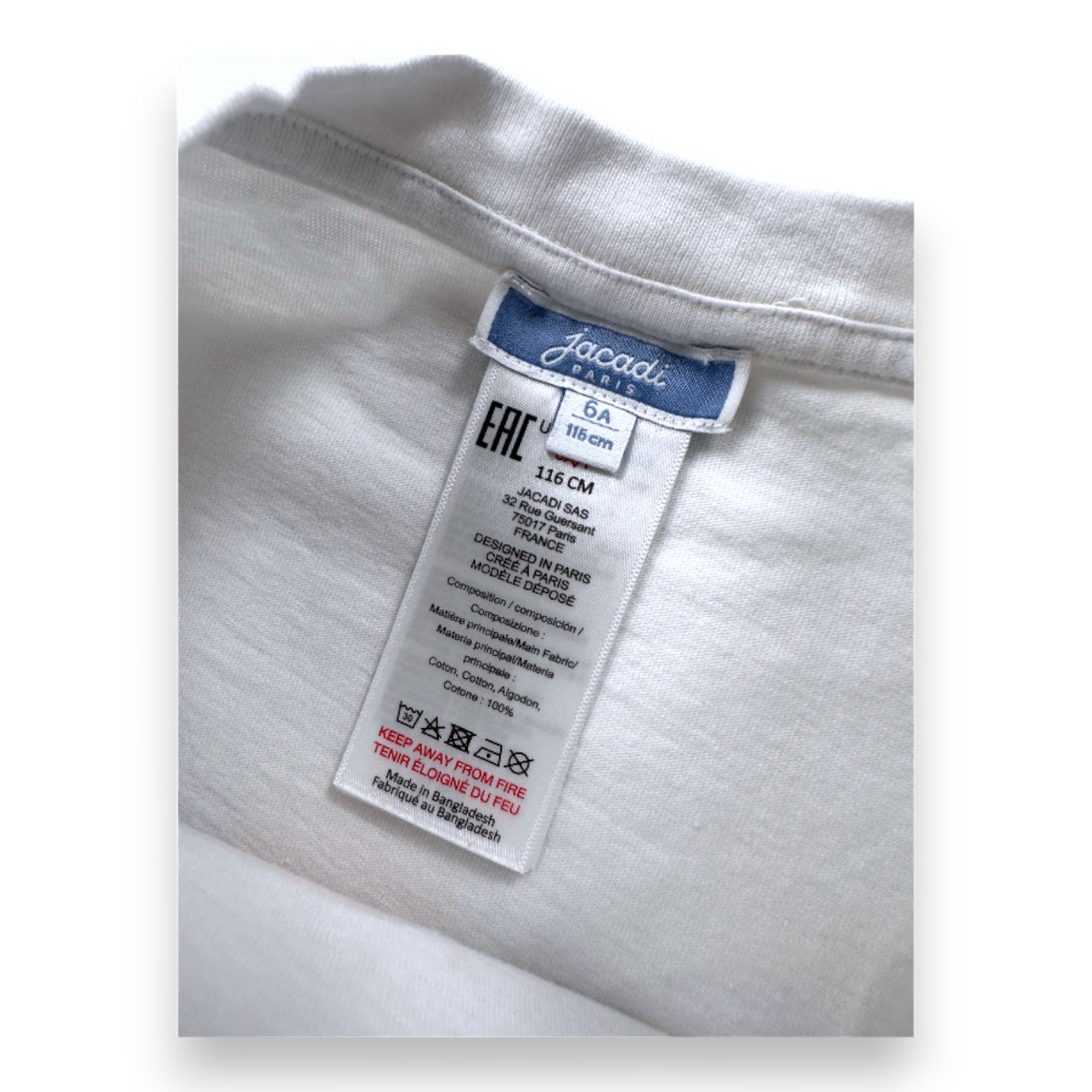 JACADI - T-SHIRT - WEIß - 6 JAHRE