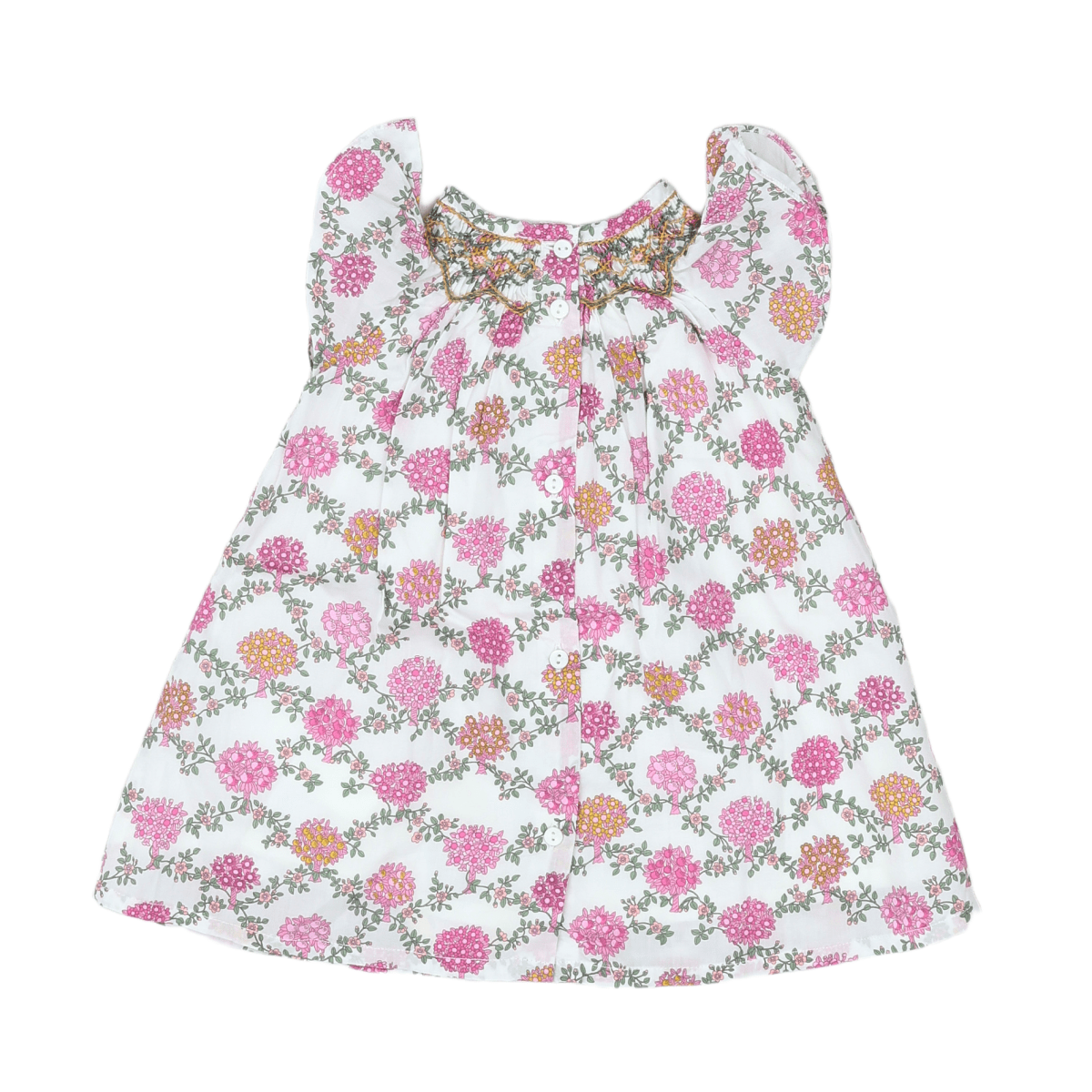 CYRILLUS - DRESS - WHITE, PINK - 6 MONTHS