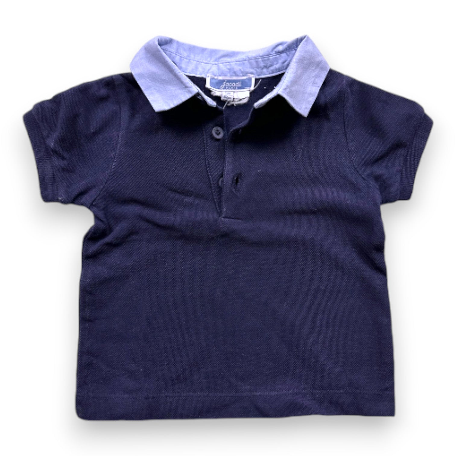 JACADI - Navy blue short-sleeved polo shirt - 6 months
